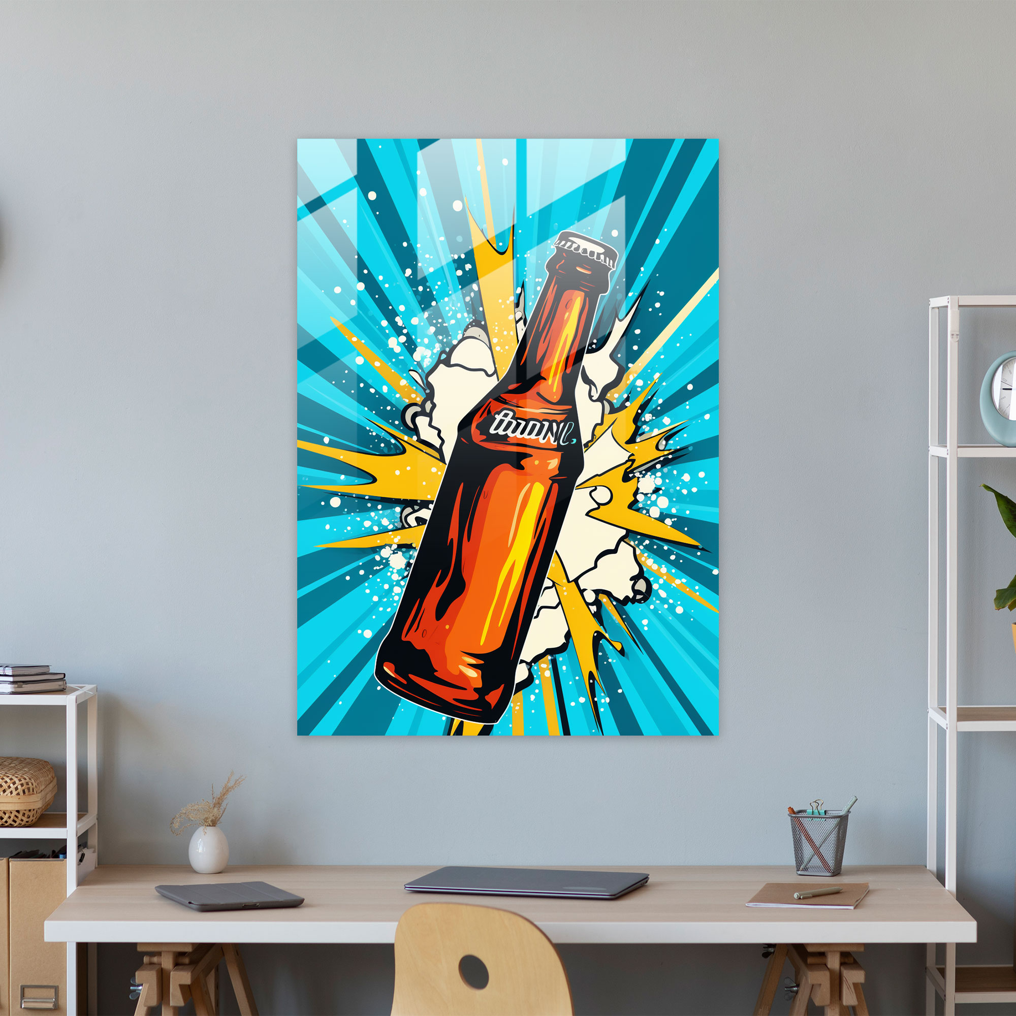 Beer Modern Art - Beer, Beer Bottle, Glass Wall Art, Beer