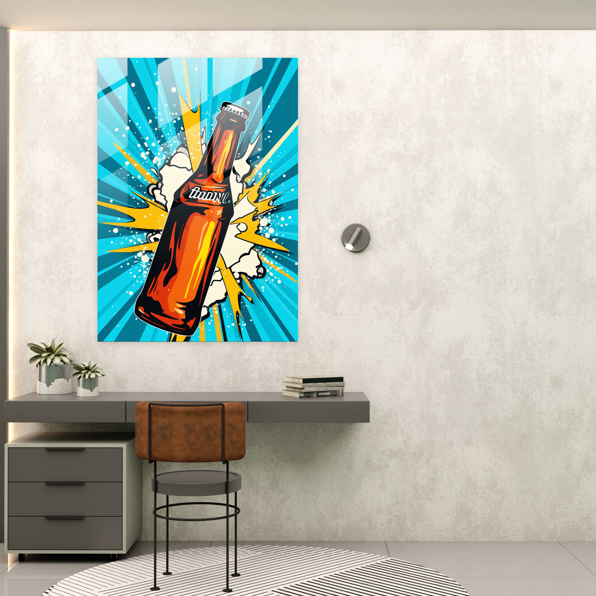 Beer Modern Art - Beer, Beer Bottle, Glass Wall Art, Beer