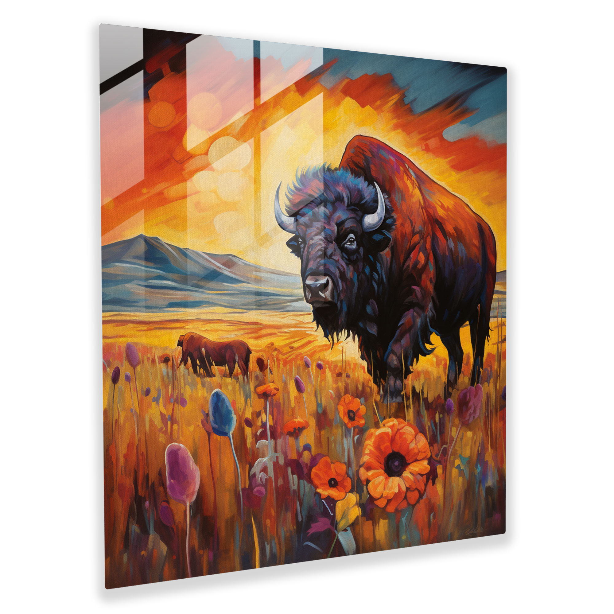 Buffalo Dream Glass Print - Buffalo, Wall Decoration, Modern Art, Home Decoration