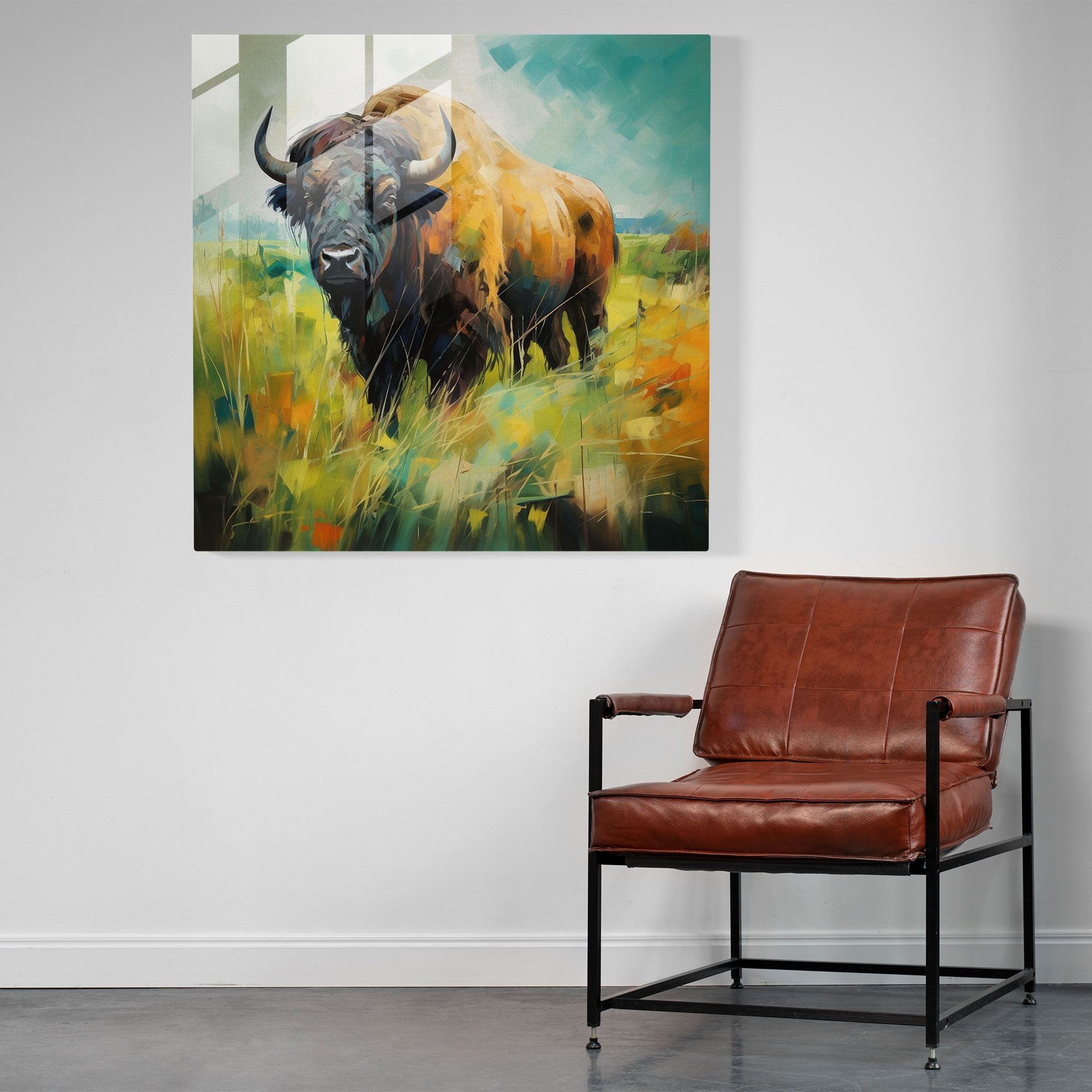 Buffalo Abstract Modern Art Glass Print - Buffalo, Glass Wall Art, Abstract, Wall Decoration