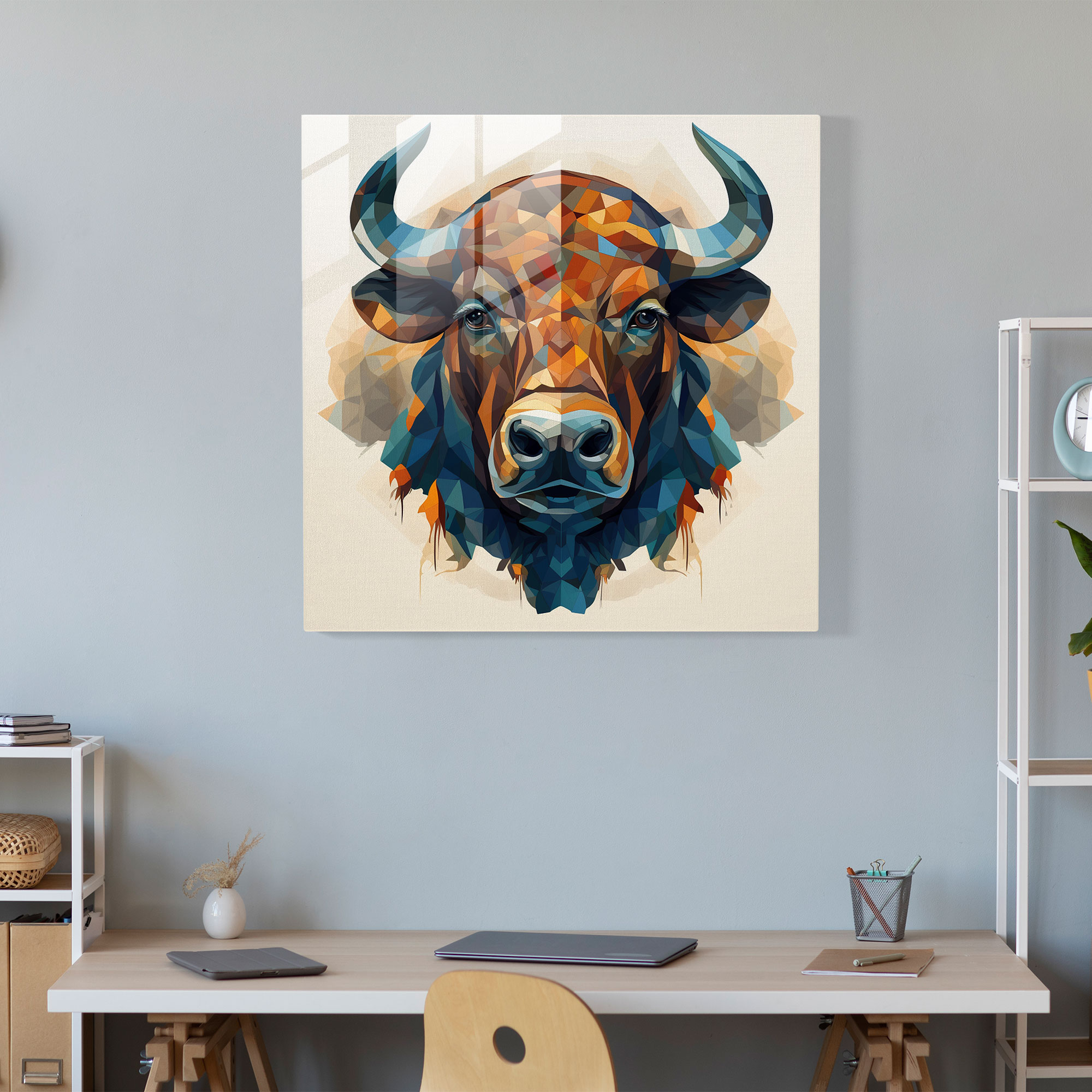 Buffalo Geometric Pattern Glass Print - Buffalo, Glass Wall Art, Glass Print, Home Decoration