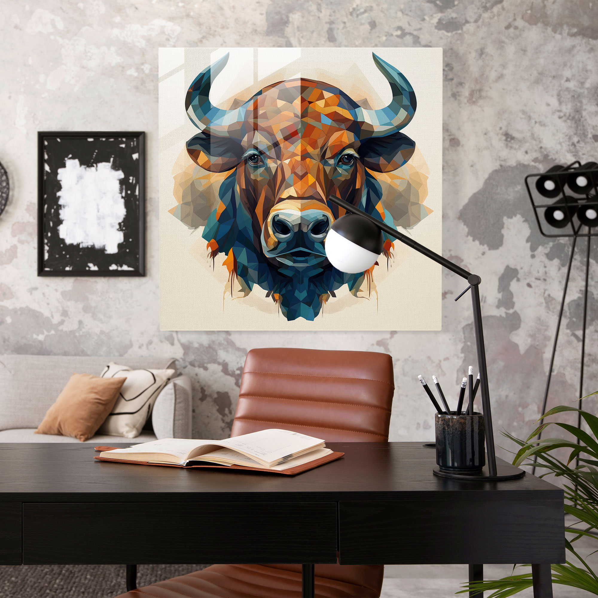 Buffalo Geometric Pattern Glass Print - Buffalo, Glass Wall Art, Glass Print, Home Decoration