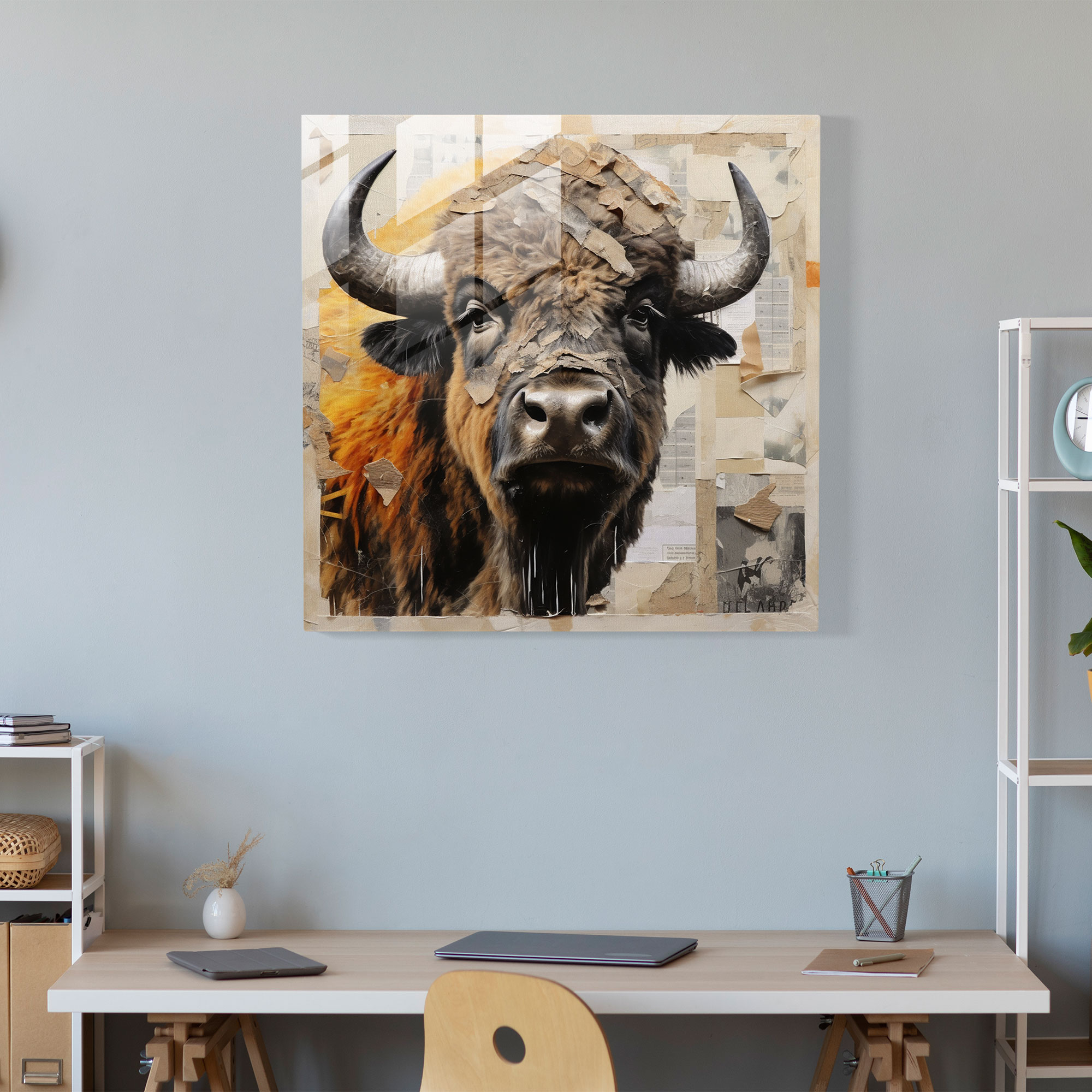 Buffalo Collage Art Glass Print - Buffalo, Glass Art, Mixed Media, Glass Print