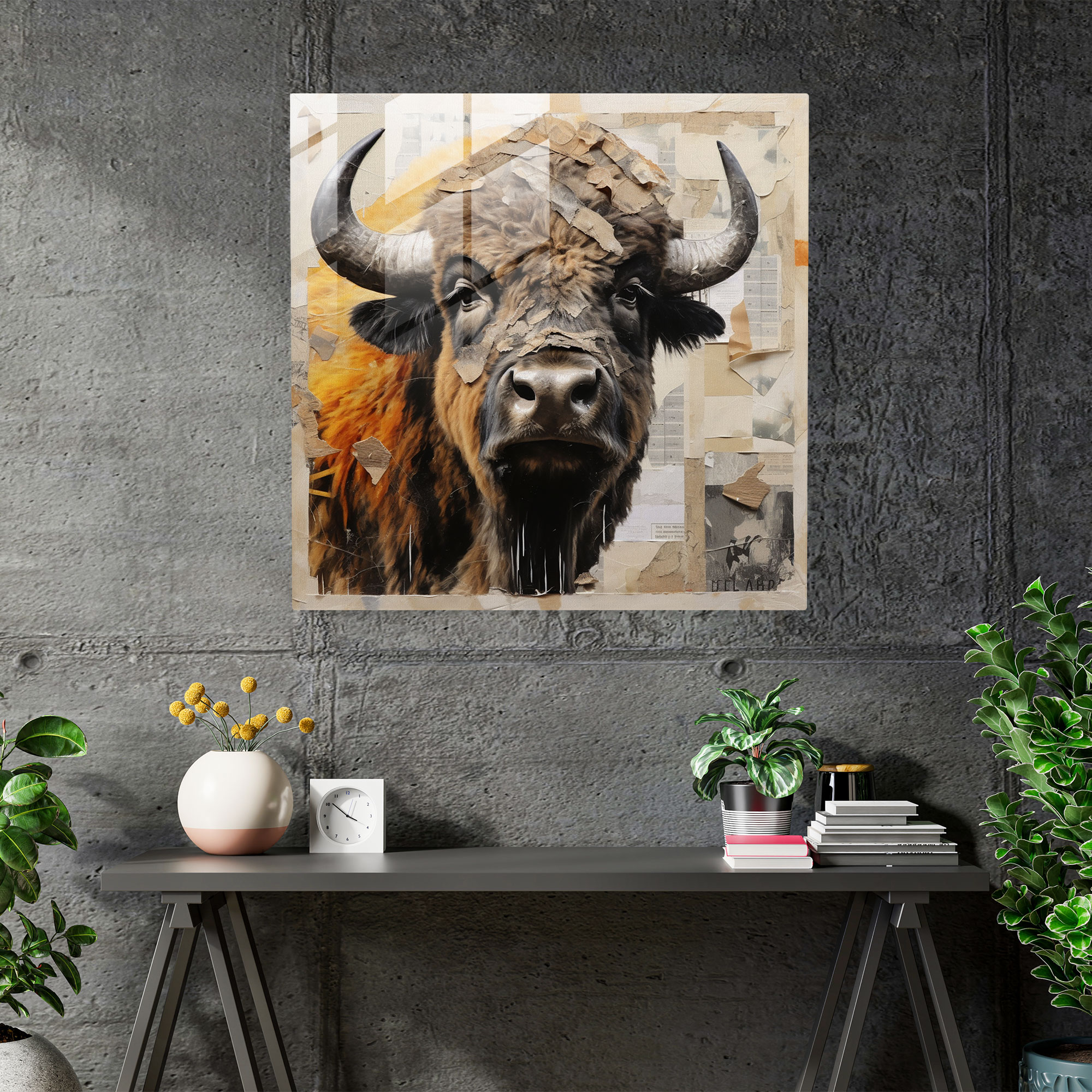 Buffalo Collage Art Glass Print - Buffalo, Glass Art, Mixed Media, Glass Print