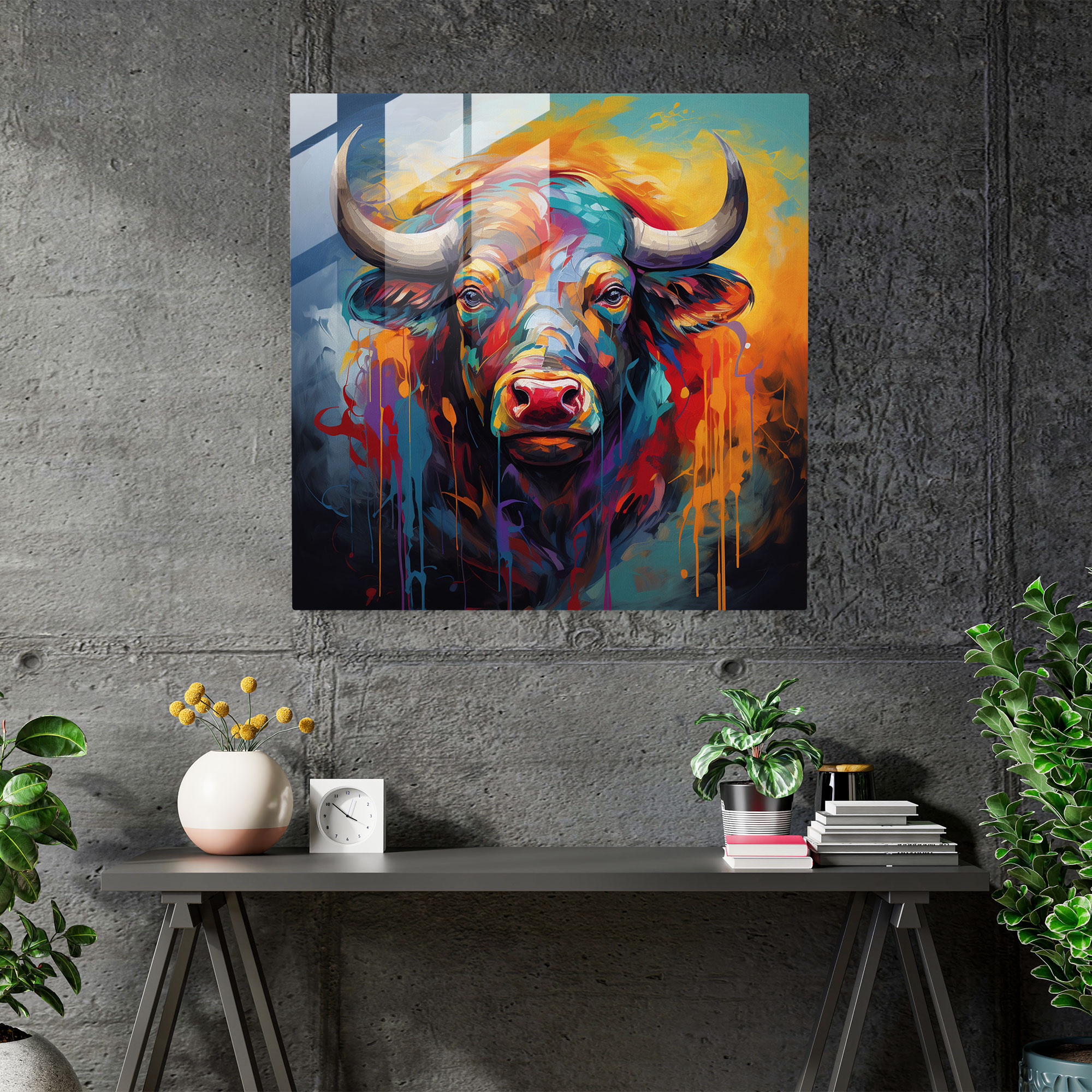 Buffalo Abstract Glass Print - Buffalo, Glass Wall Art, Wall Decoration, Modern Art
