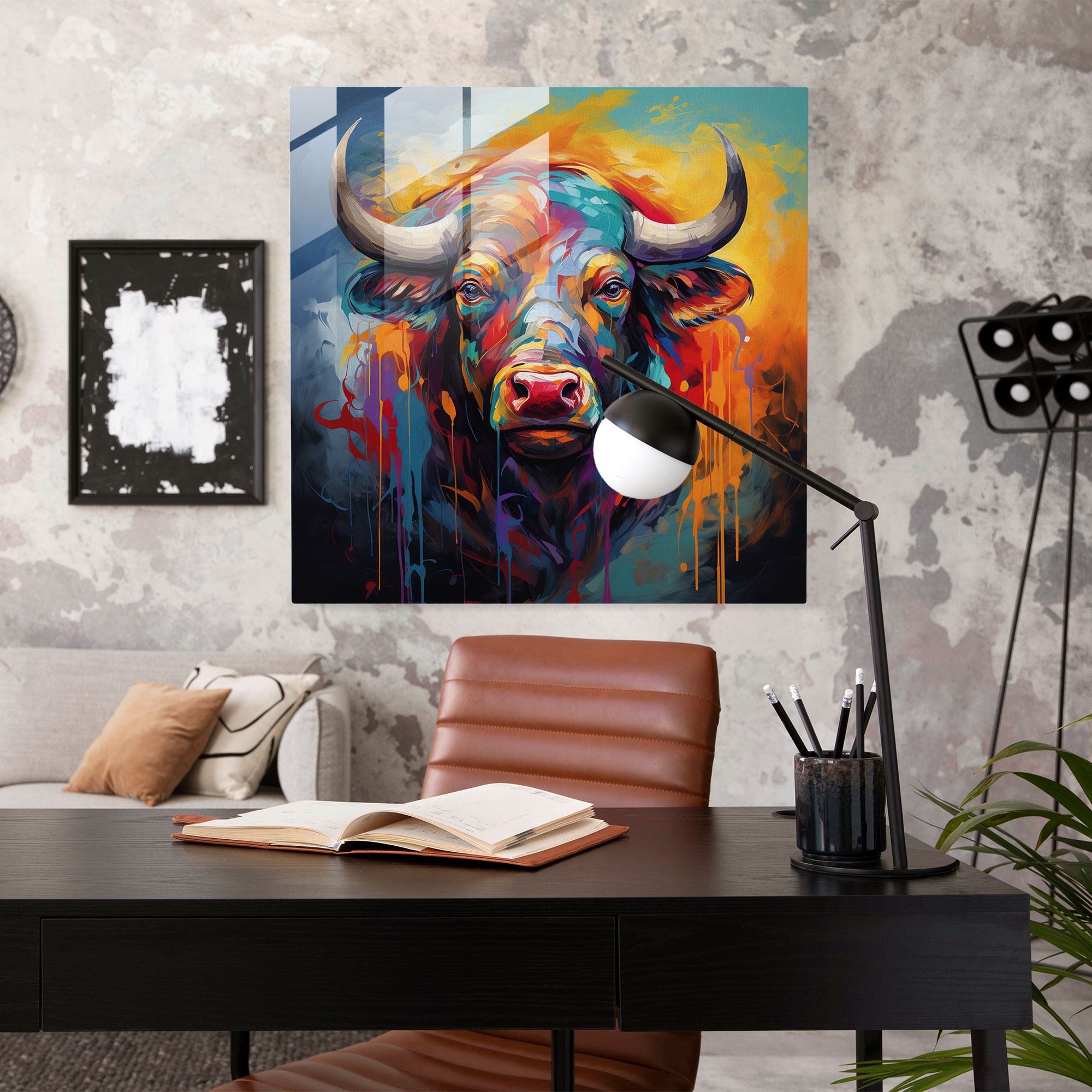 Buffalo Abstract Glass Print - Buffalo, Glass Wall Art, Wall Decoration, Modern Art