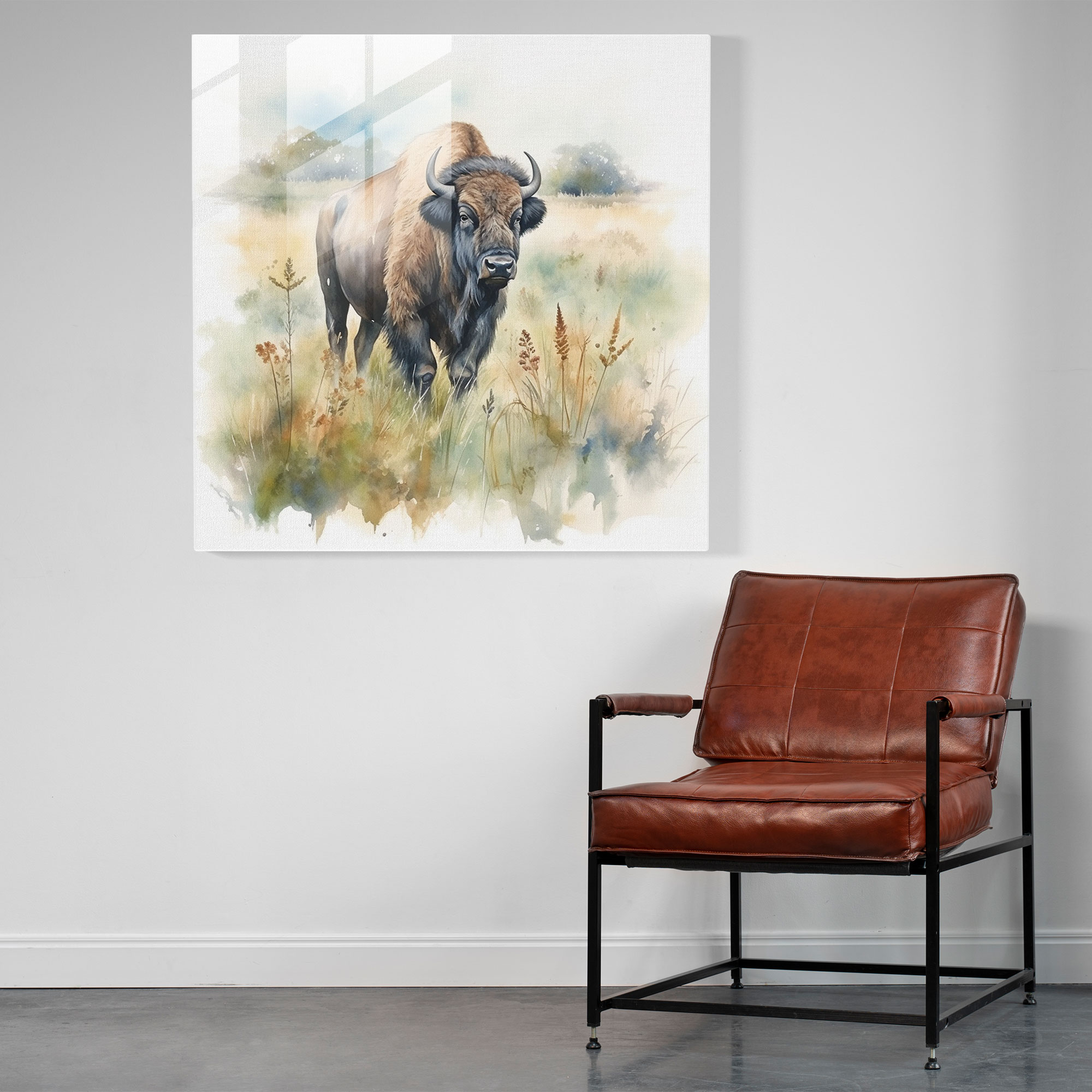 Buffalo Watercolor Glass Print - Buffalo, Glass Print, Soft Pastel, Glass Wall Art