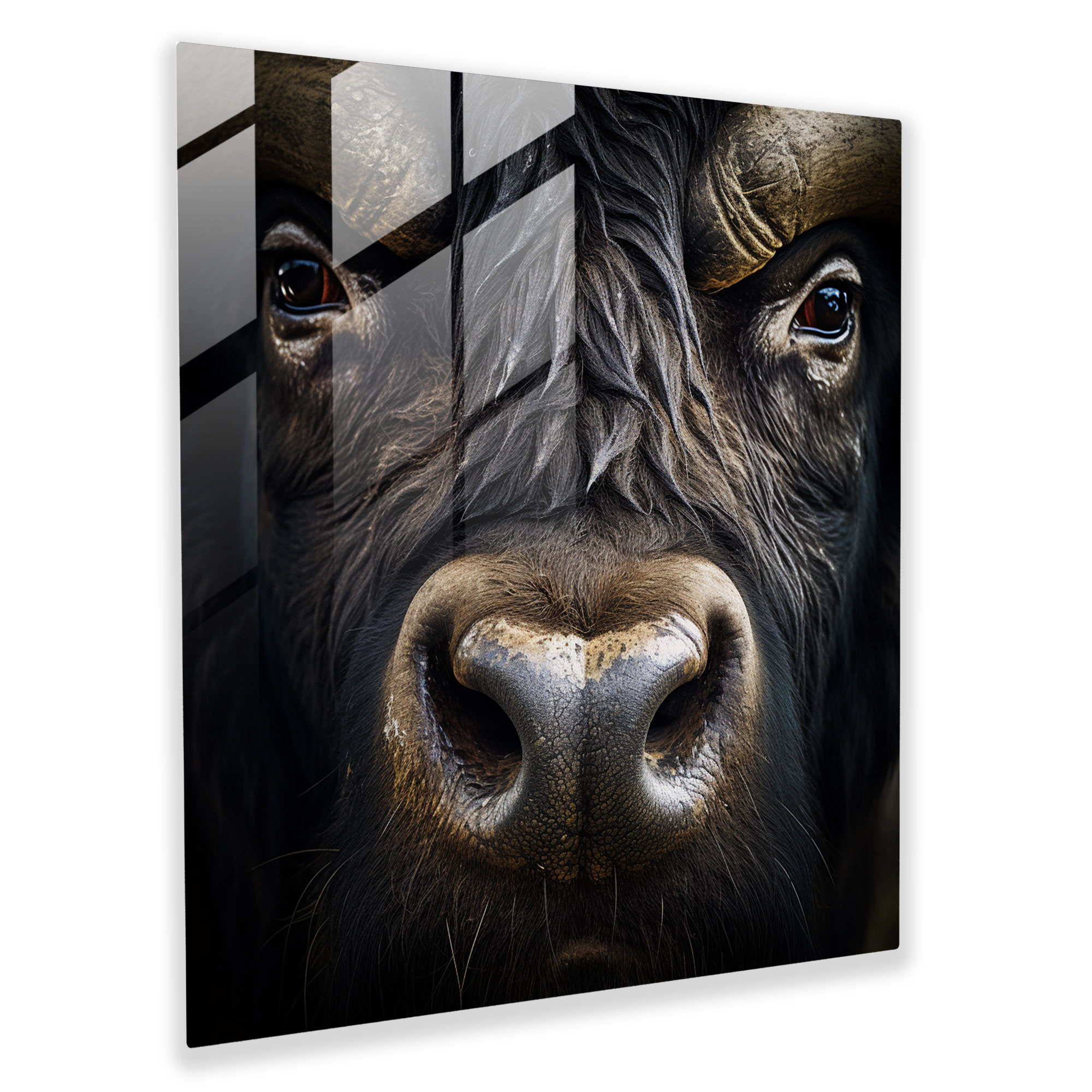 Buffalo Göz Detayı Cam Tablo - Büyüleyici Buffalo Göz Naha Fotoğrafı - Buffalo Modern Sanat Tablosu