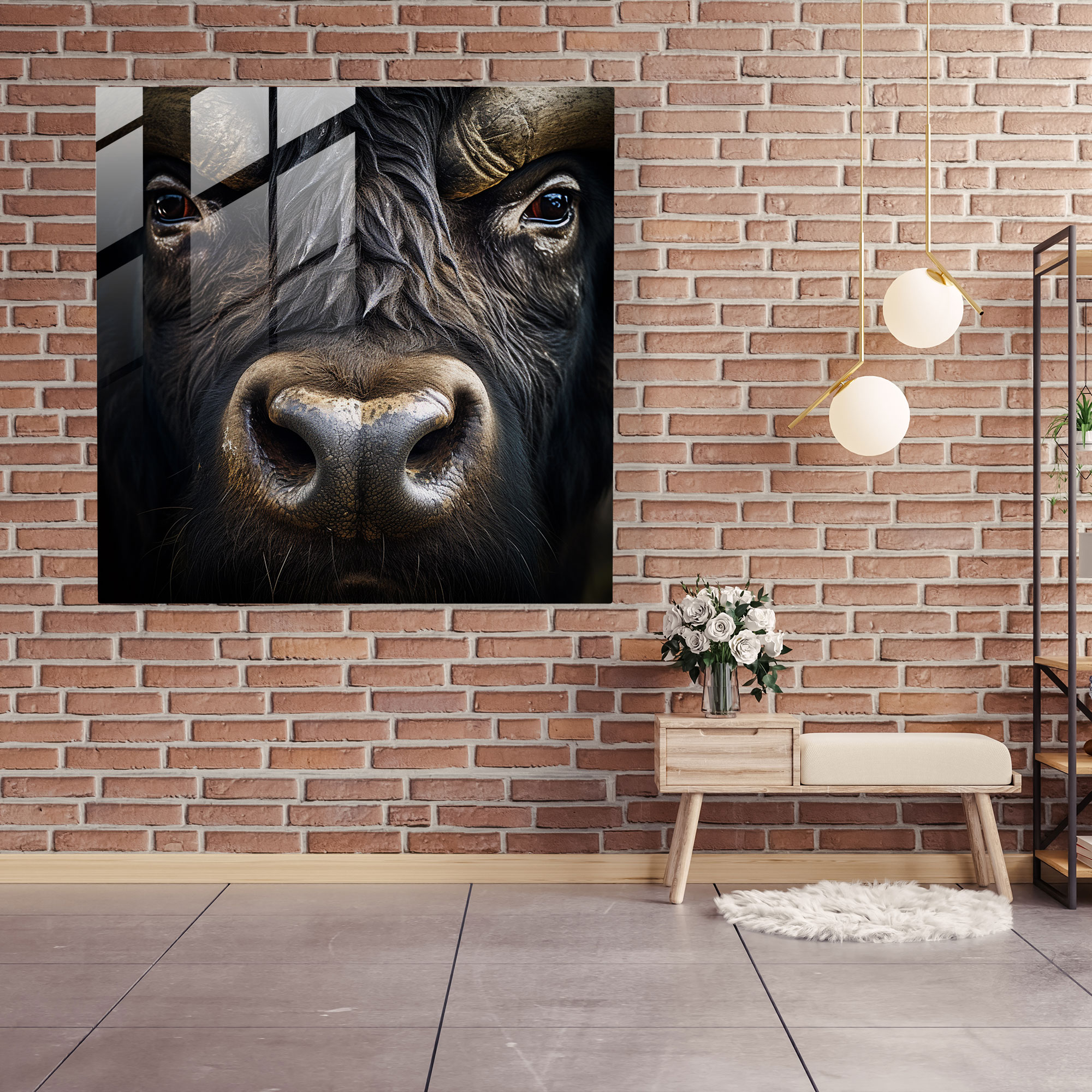 Buffalo Göz Detayı Cam Tablo - Büyüleyici Buffalo Göz Naha Fotoğrafı - Buffalo Modern Sanat Tablosu
