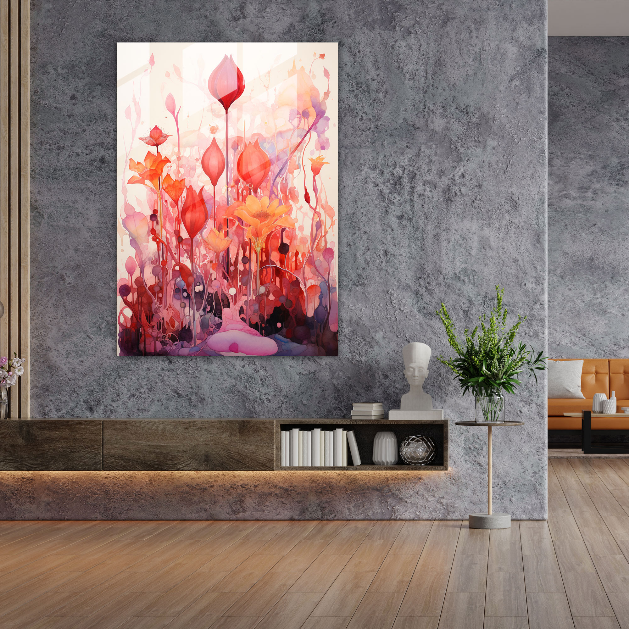 Bleeding Flowers Glass Print - Bleeding Flowers, Glass Art, Modern Art, Home Decoration