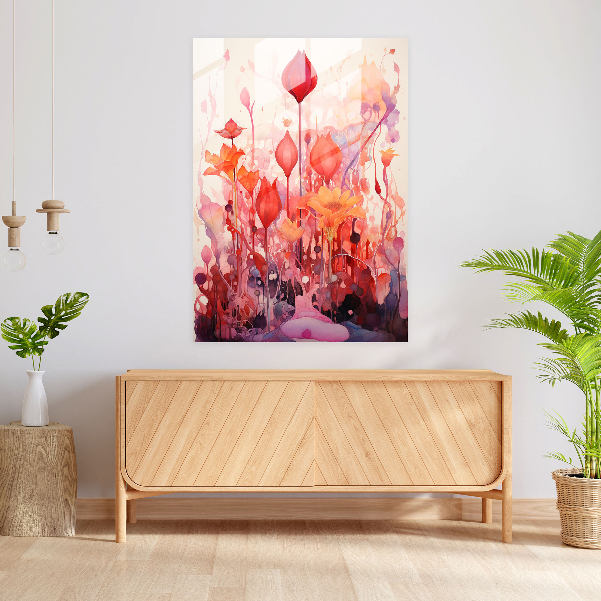 Bleeding Flowers Glass Print - Bleeding Flowers, Glass Art, Modern Art, Home Decoration