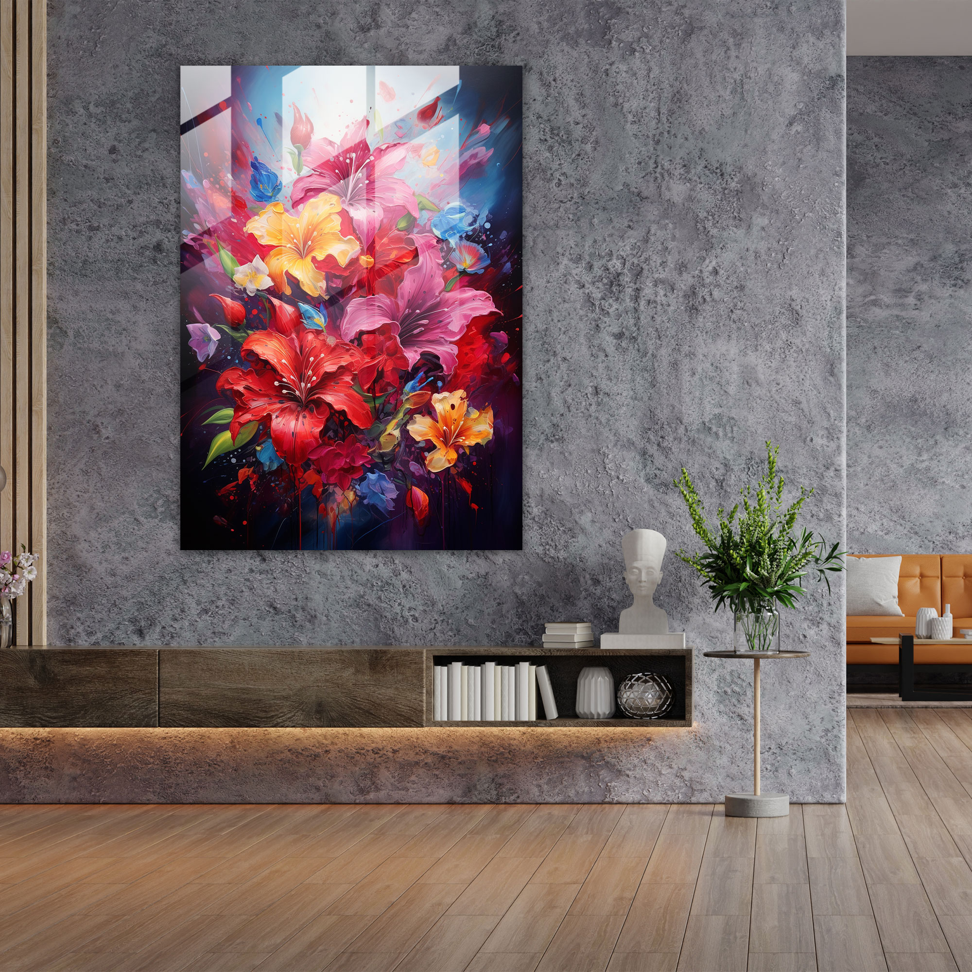 Bleeding Flowers Glass Wall Art - Bleeding Flowers, Emotion, Abstract Acrylic Painting, Modern Art
