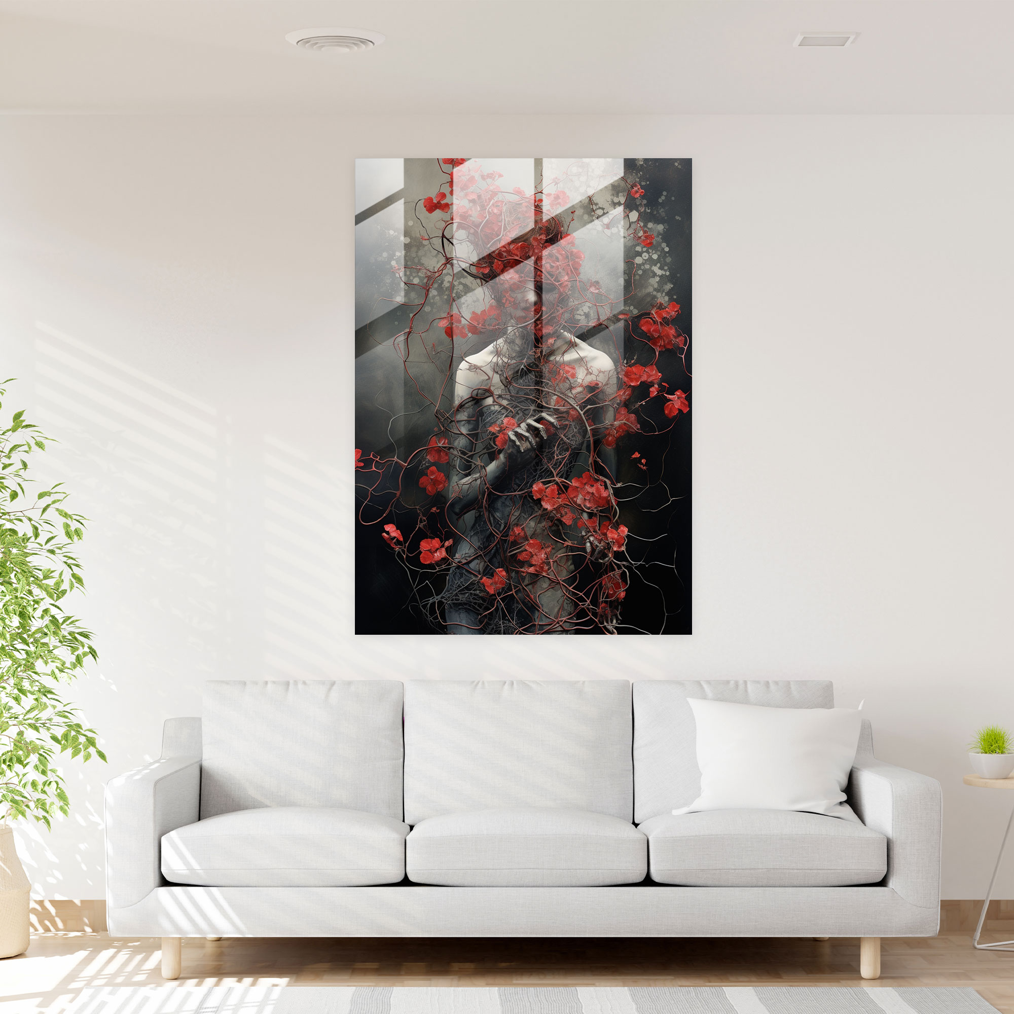 Bleeding Flowers Wall Decoration - Bleeding Flowers, Glass Wall Art, Modern Art, Bleeding Flowers