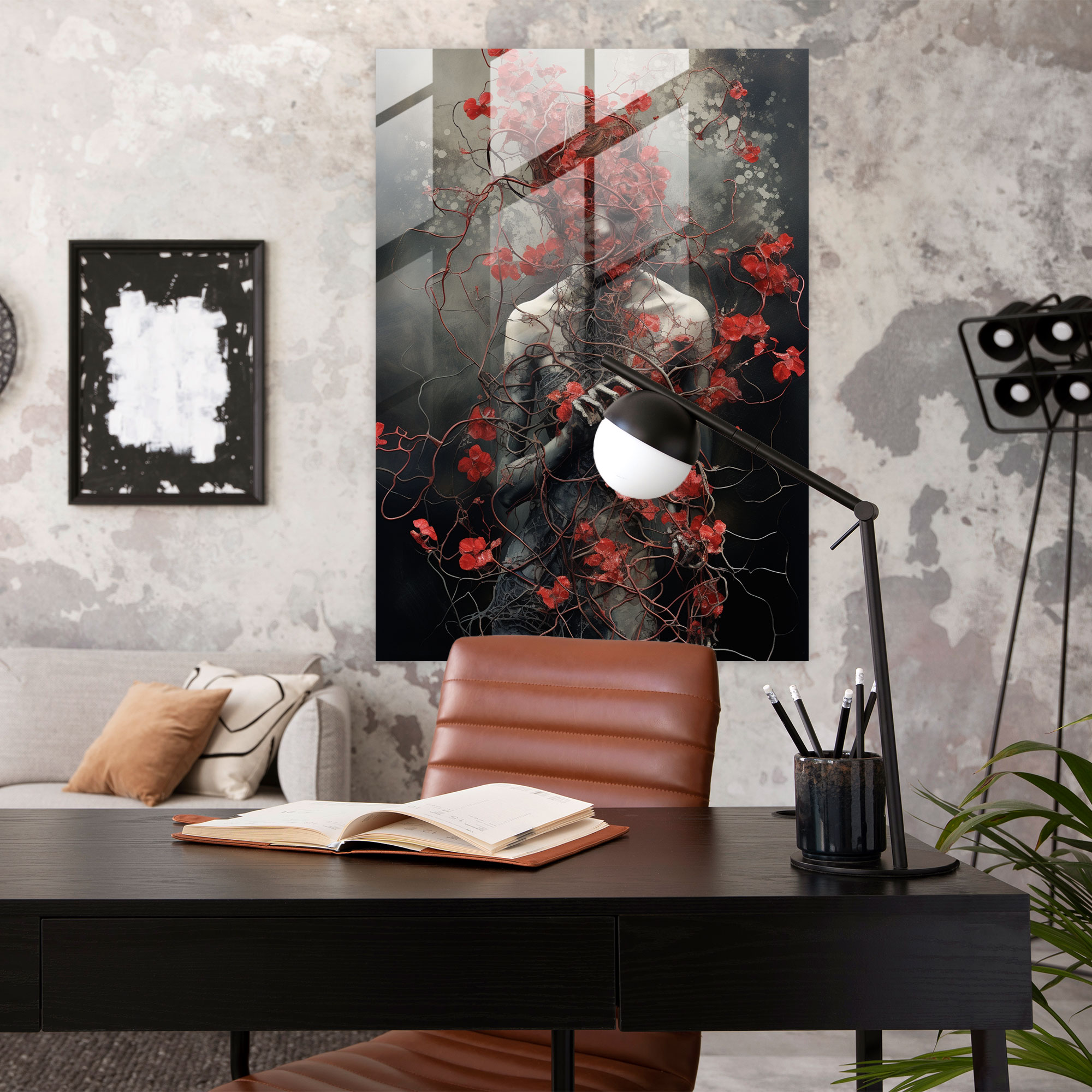 Bleeding Flowers Wall Decoration - Bleeding Flowers, Glass Wall Art, Modern Art, Bleeding Flowers