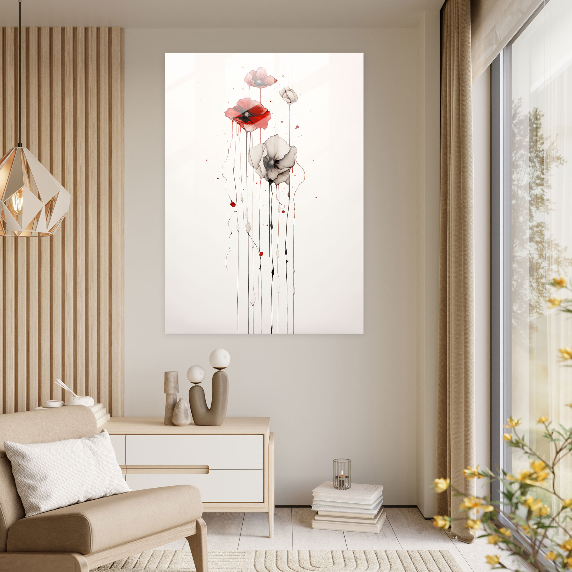 Bleeding Flowers Modern Art - Bleeding Flowers, Home Decoration, Glass Art, Glass Print