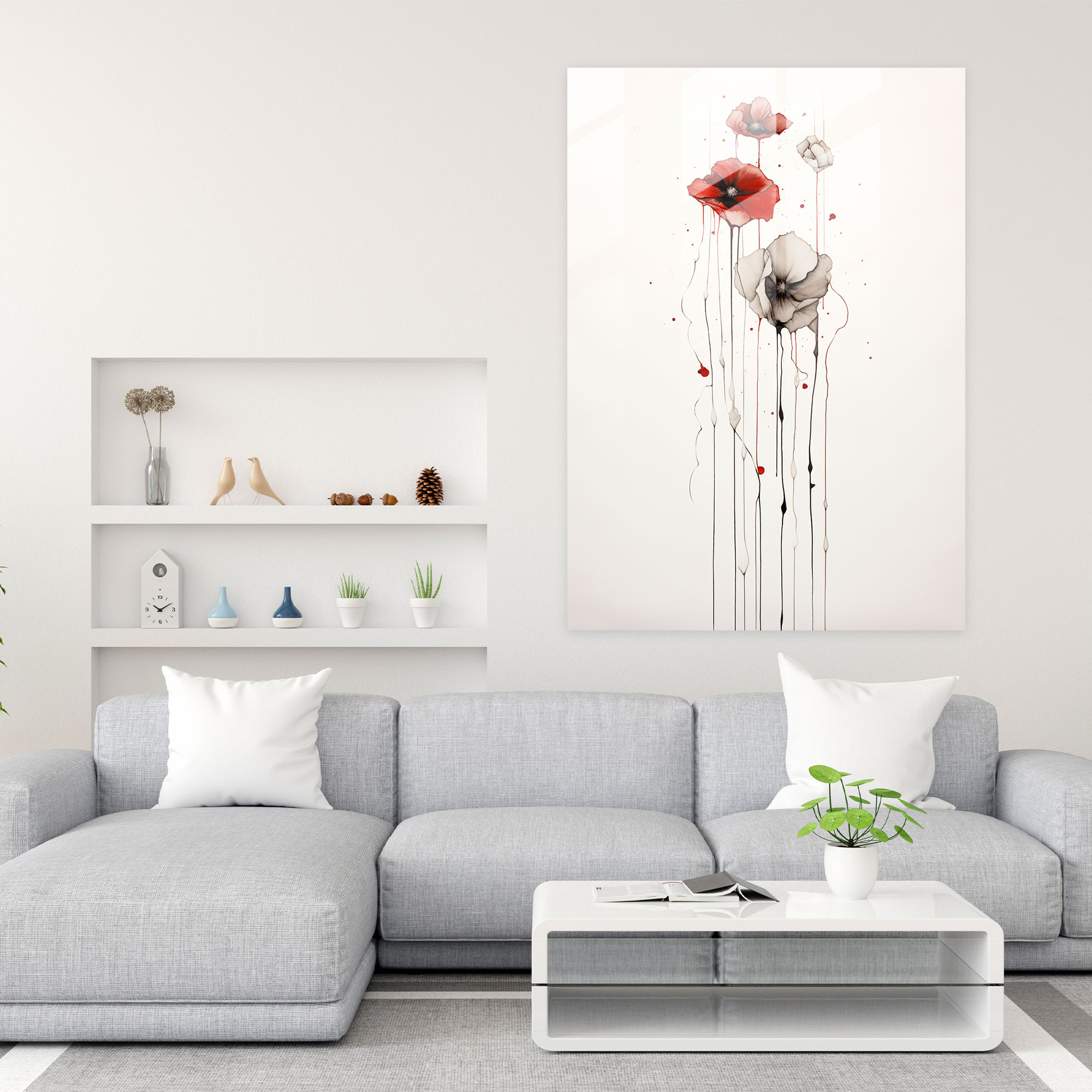 Bleeding Flowers Modern Art - Bleeding Flowers, Home Decoration, Glass Art, Glass Print
