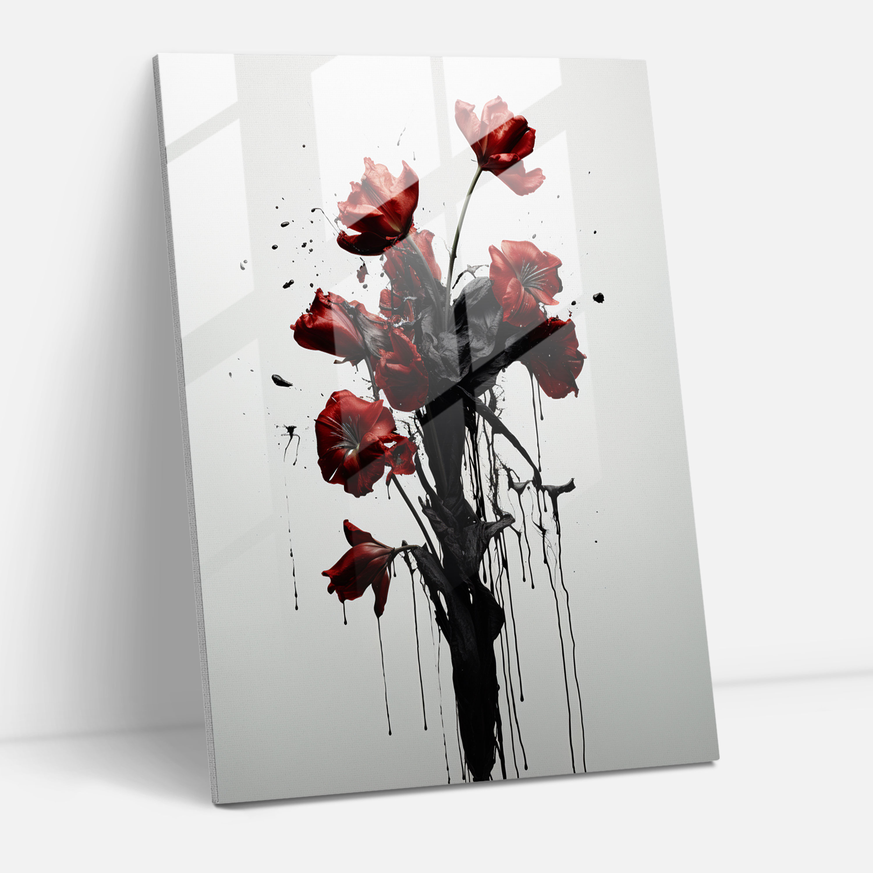 Bleeding Flowers Glass Print - Bleeding Flowers, Fragility, Modern Art, Glass Print