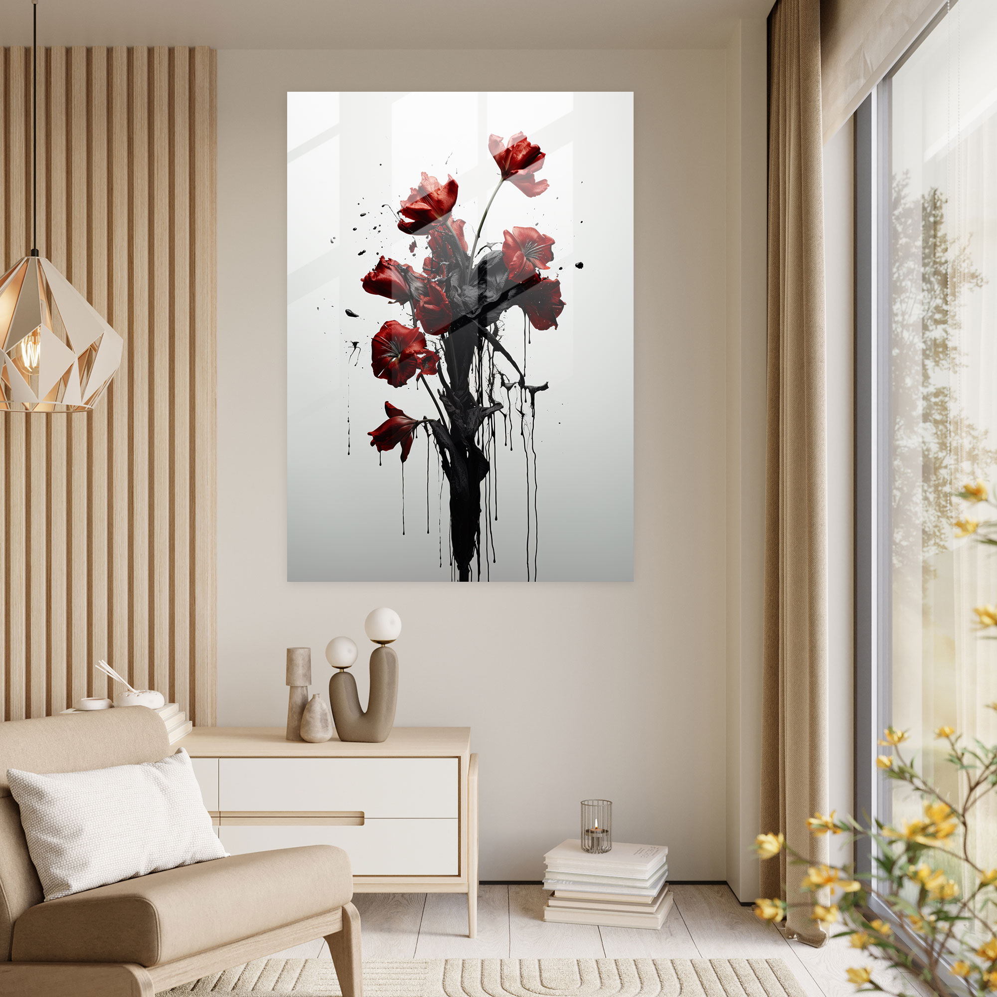 Bleeding Flowers Glass Print - Bleeding Flowers, Fragility, Modern Art, Glass Print