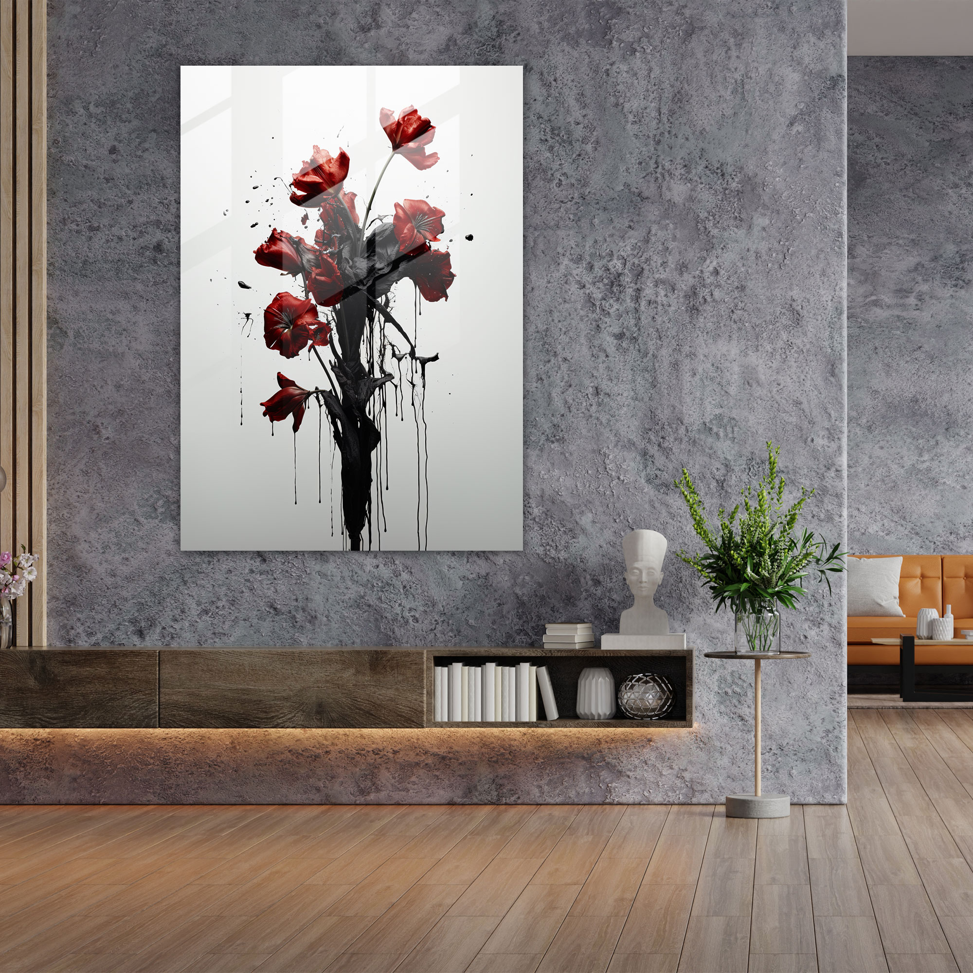 Bleeding Flowers Glass Print - Bleeding Flowers, Fragility, Modern Art, Glass Print