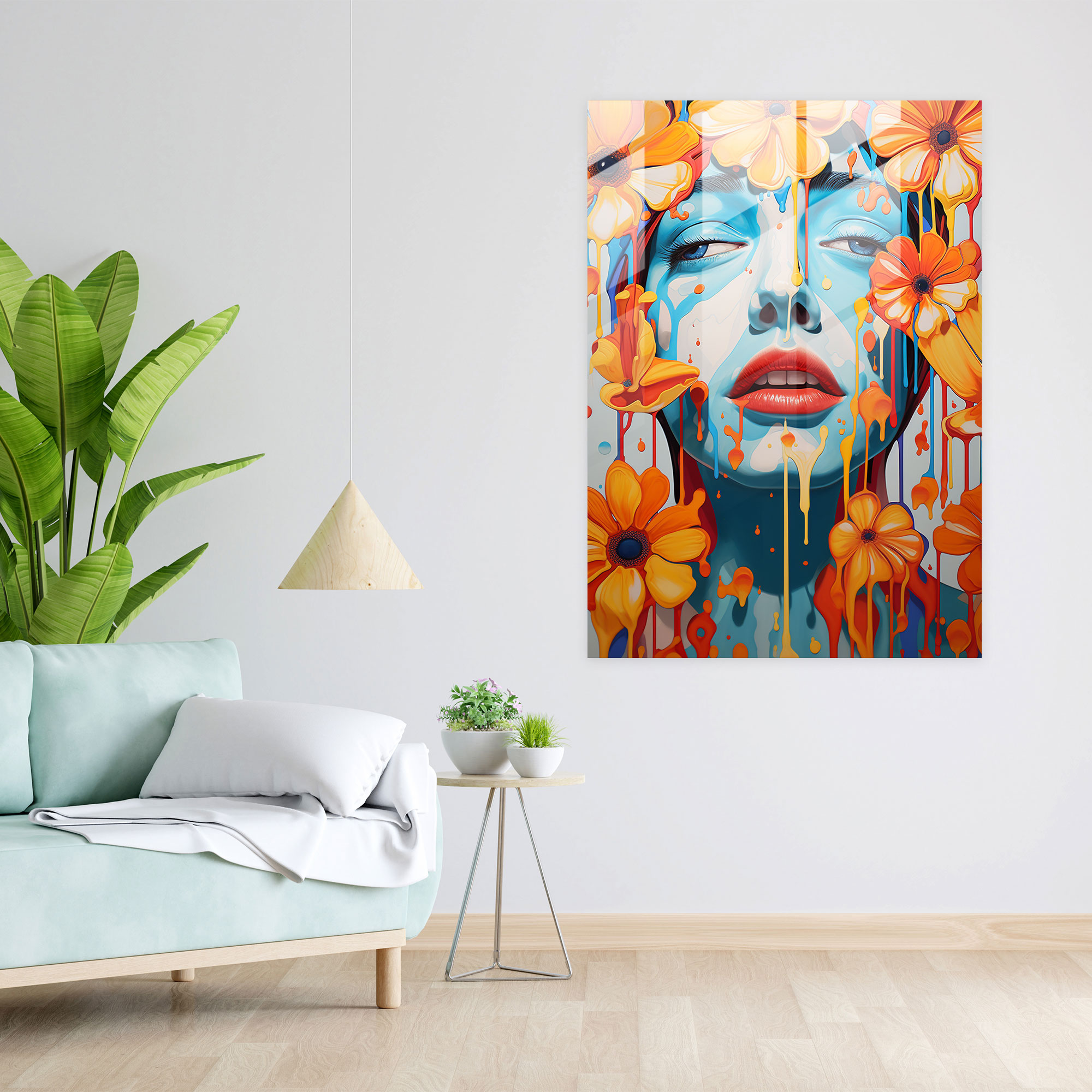 Bleeding Flowers Glass Wall Art - Bleeding Flowers, Glass Wall Art, Modern Art, Playfulness