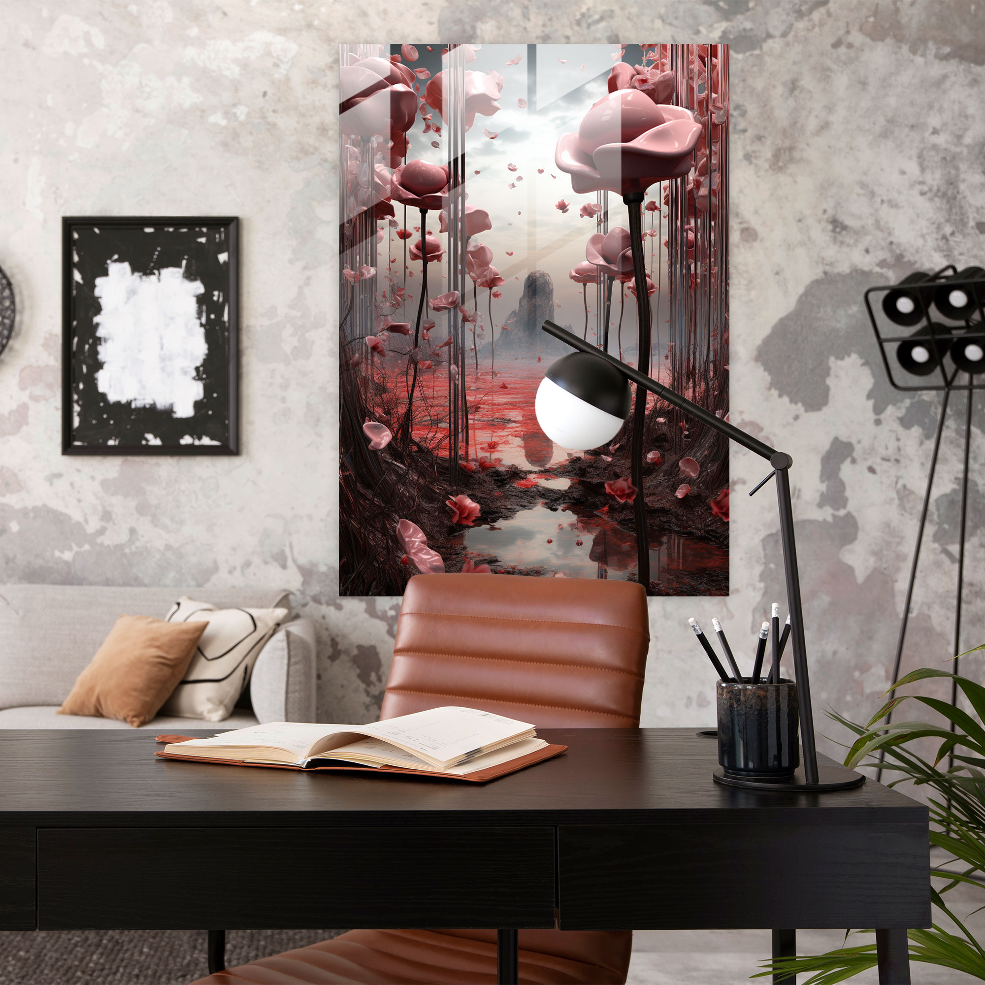 Bleeding Flowers Home Decoration - Bleeding Flowers, Glass Wall Art, Futuristic Digital Artwork, Bleeding Flowers