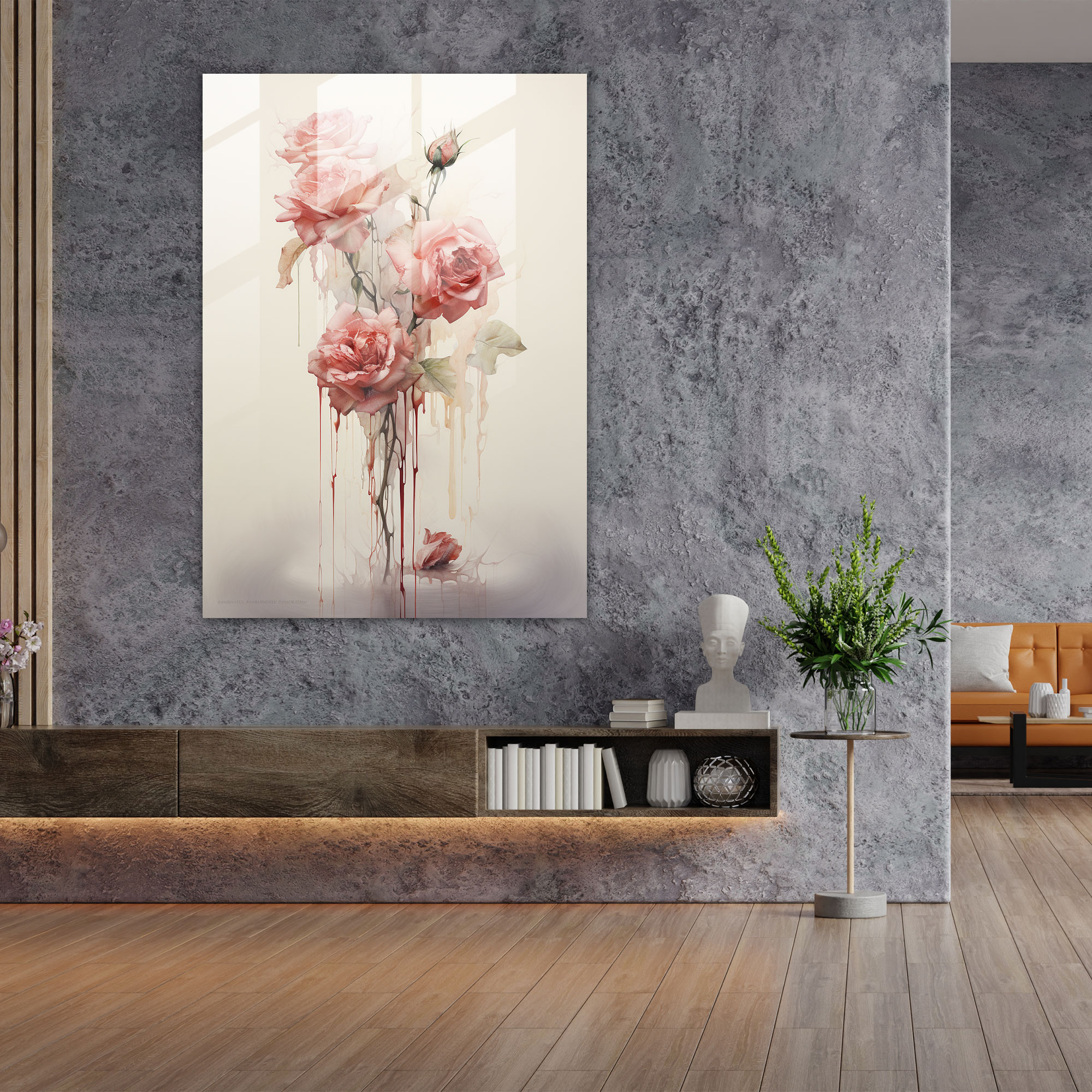 Bleeding Flowers Wall Decoration - Bleeding Flowers, Glass Wall Art, Grace, Modern Art