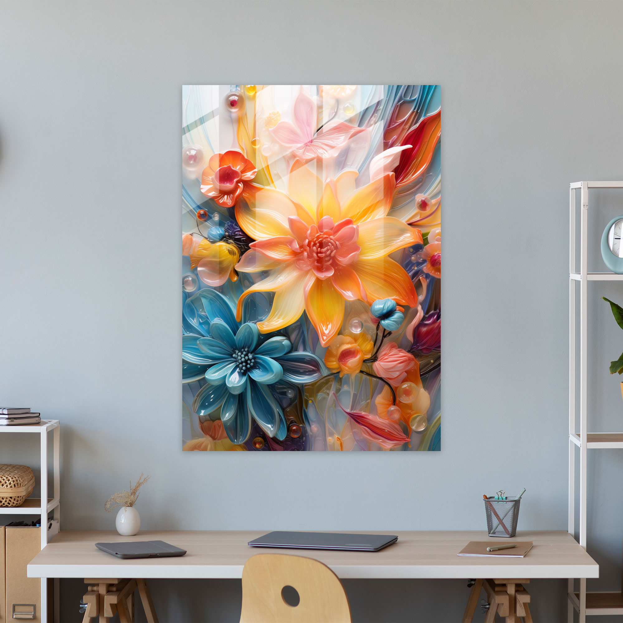Bleeding Flowers Glass Print - Bleeding Flowers, Unique Beauty, Glass Print, Home Decoration
