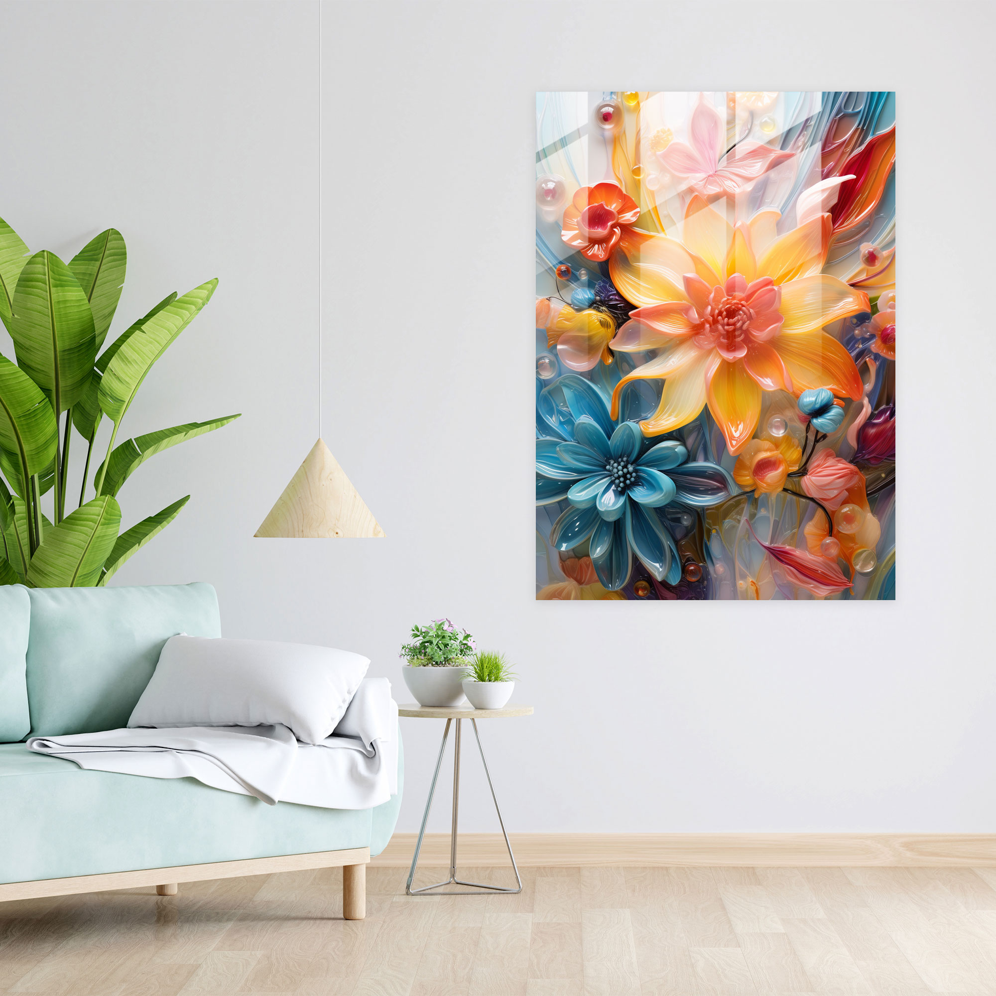Bleeding Flowers Glass Print - Bleeding Flowers, Unique Beauty, Glass Print, Home Decoration