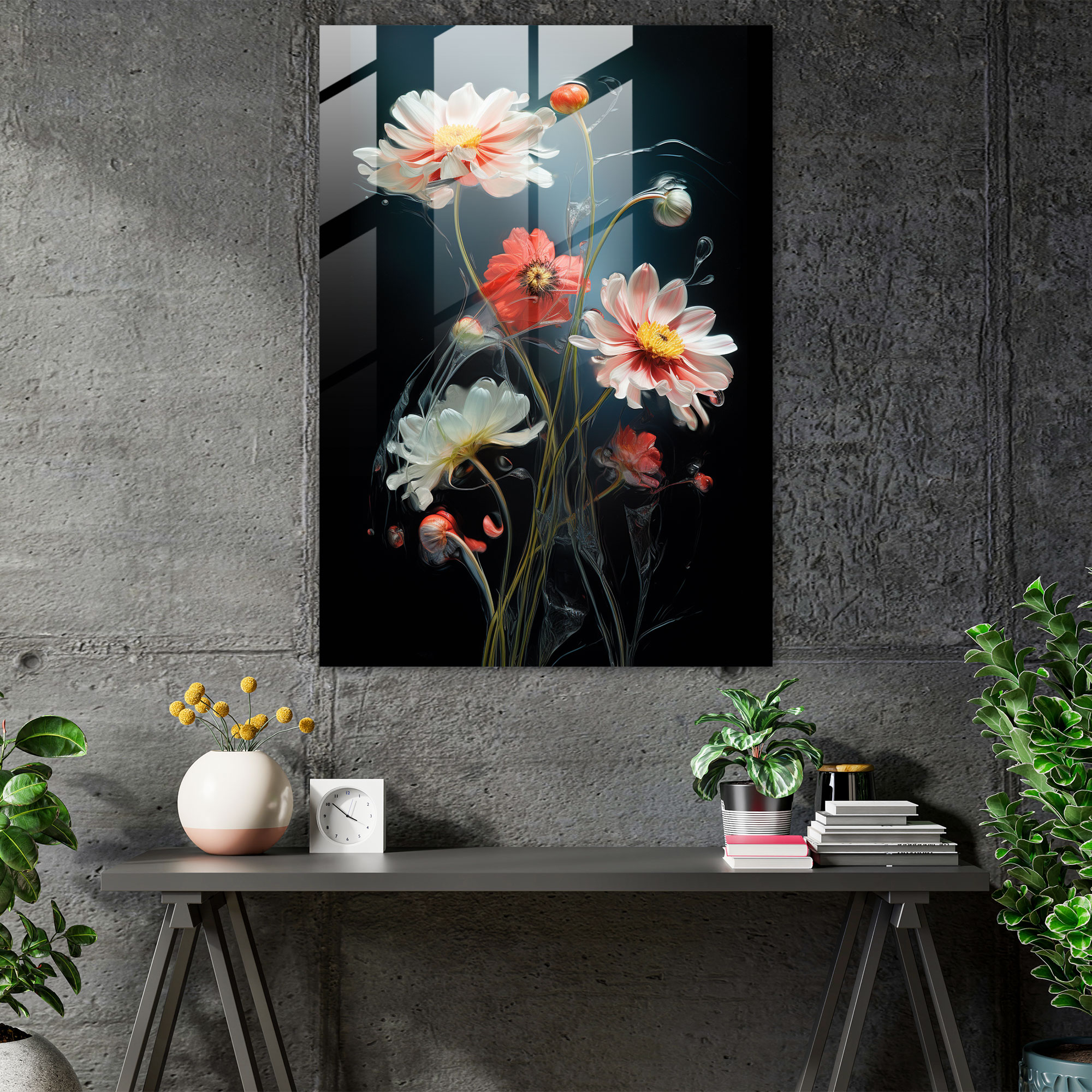 Bold Bleeding Daisies Glass Print - Bleeding Flowers, Captivating, Bleeding Flowers, Daisies