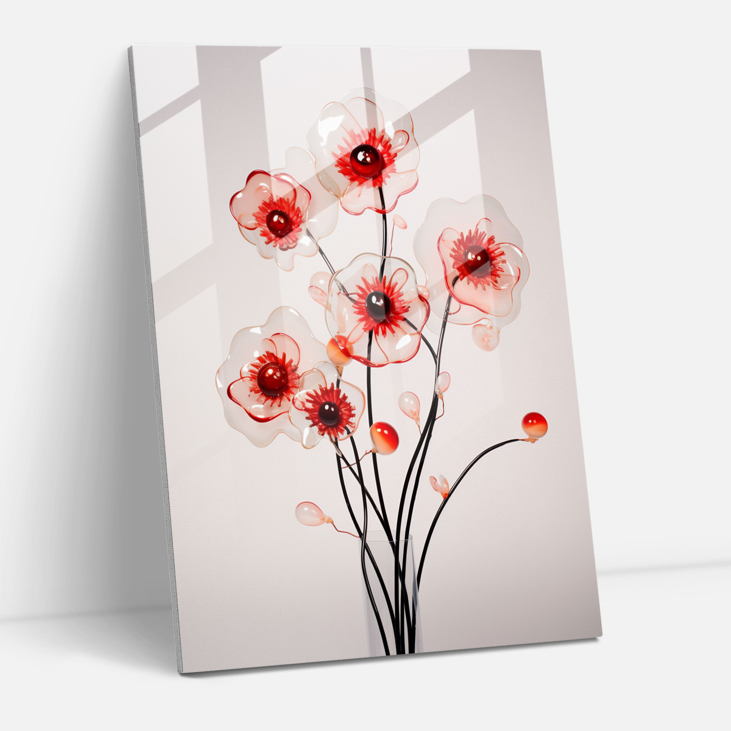 Minimalist Bleeding Dahlias Glass Wall Art - Bleeding Flowers, Home Decoration, Bleeding Flowers, Visually Pleasing