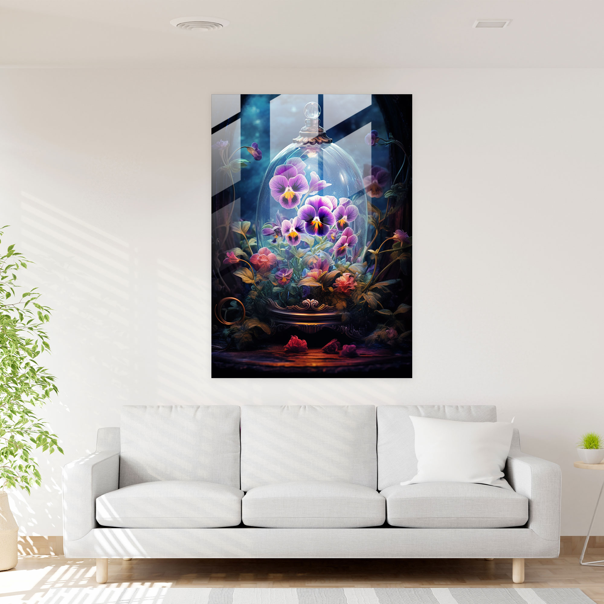 Enchanting Pansies Glass Print - Bleeding Flowers, Pansies, Whimsical, Joyful