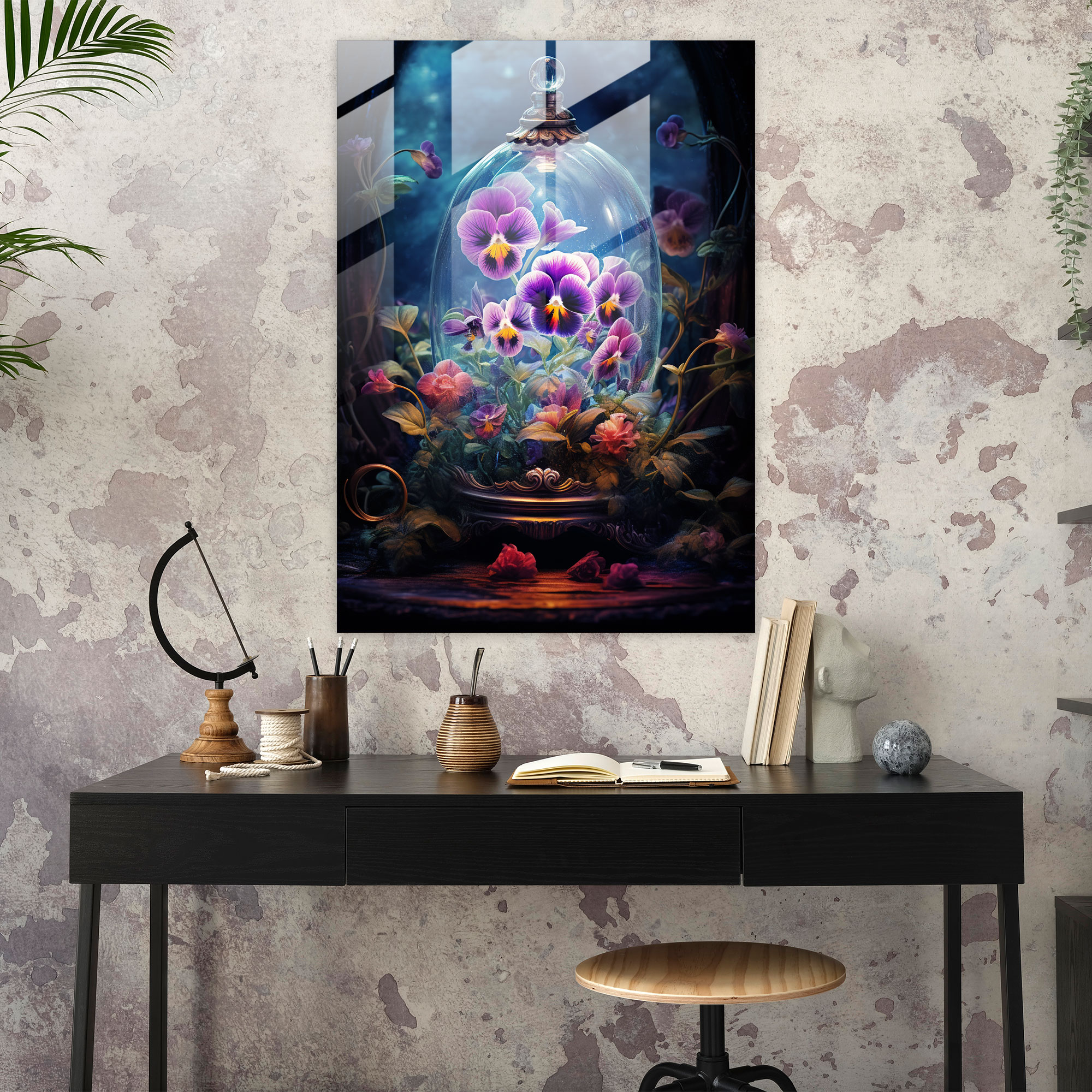 Enchanting Pansies Glass Print - Bleeding Flowers, Pansies, Whimsical, Joyful