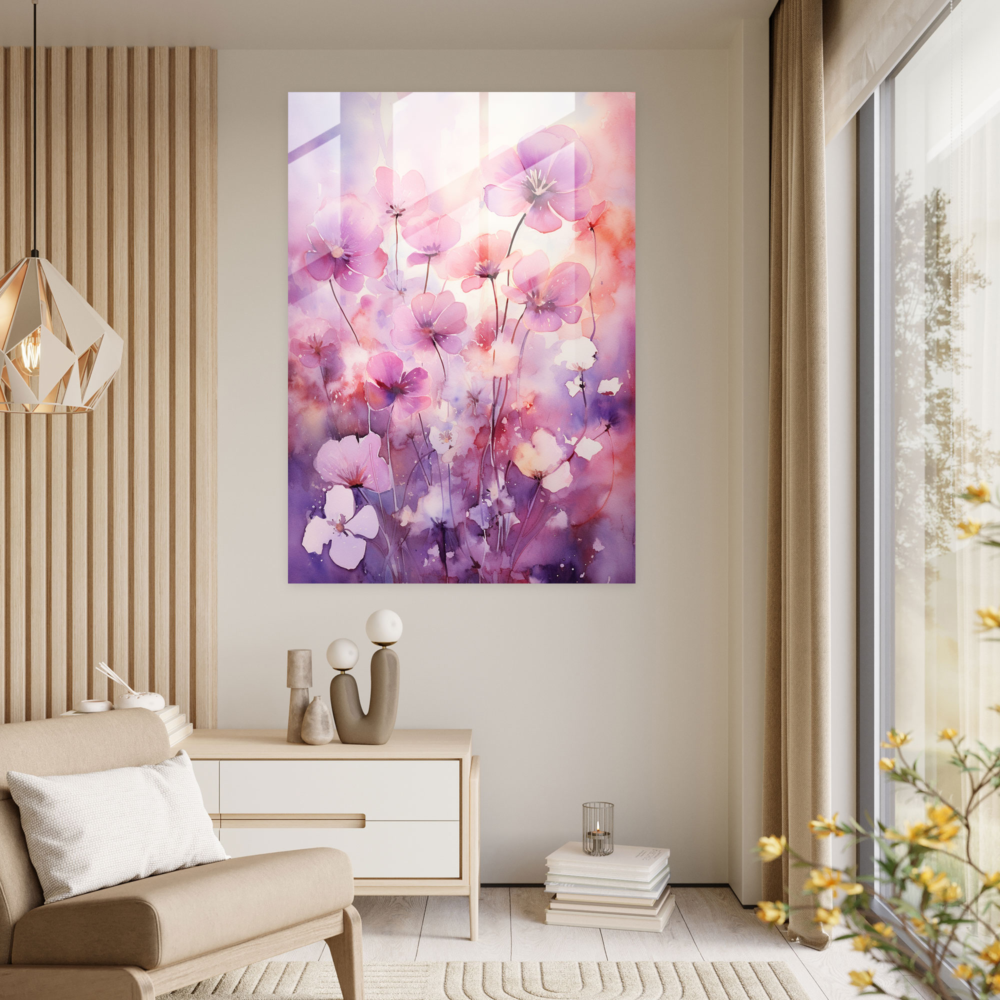 Bleeding Flowers Glass Wall Art - Bleeding Flowers, Watercolor Artwork, Delicate, Wall Decoration
