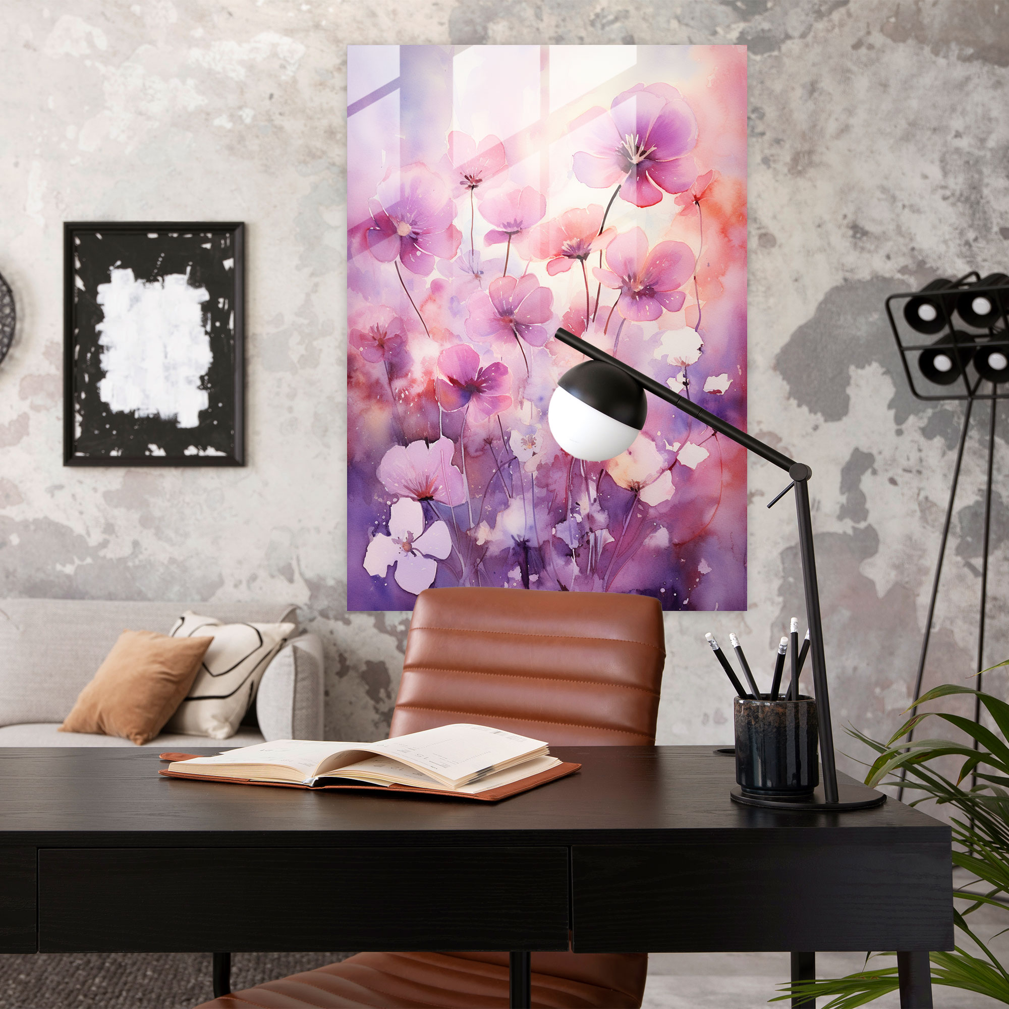 Bleeding Flowers Glass Wall Art - Bleeding Flowers, Watercolor Artwork, Delicate, Wall Decoration