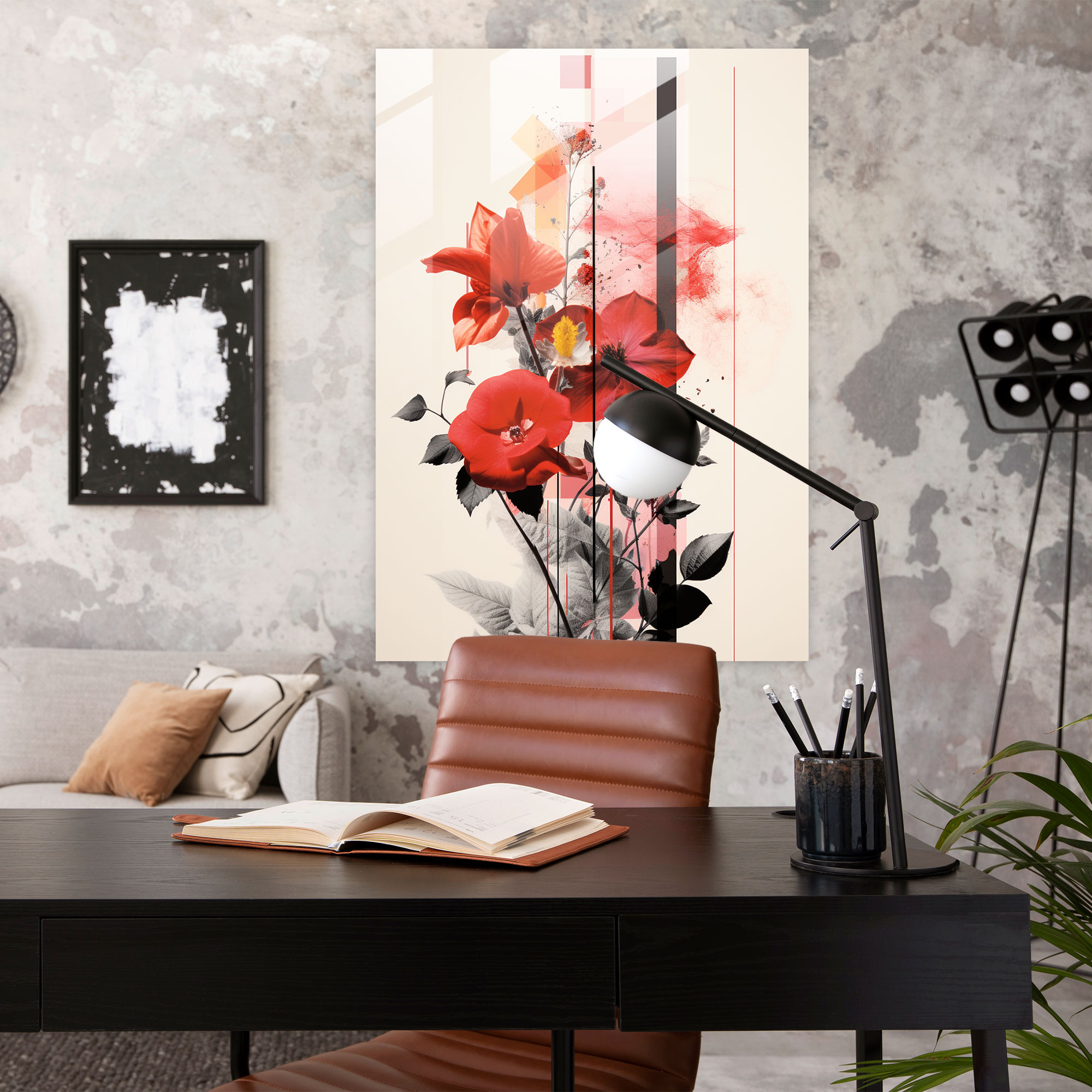 Bleeding Flowers Modern Art - Bleeding Flowers, Glass Art, Glass Wall Art, Bleeding Flowers