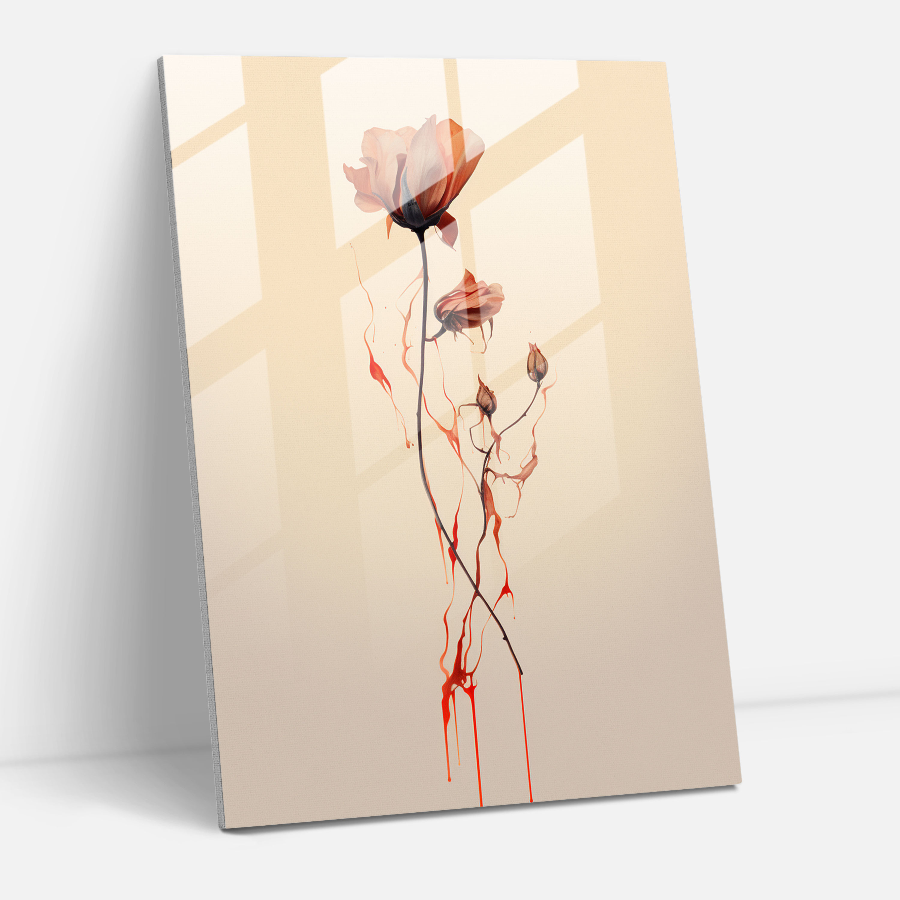 Bleeding Flowers Wall Decoration - Bleeding Flowers, Glass Wall Art, Serene Ambiance, Bleeding Flowers