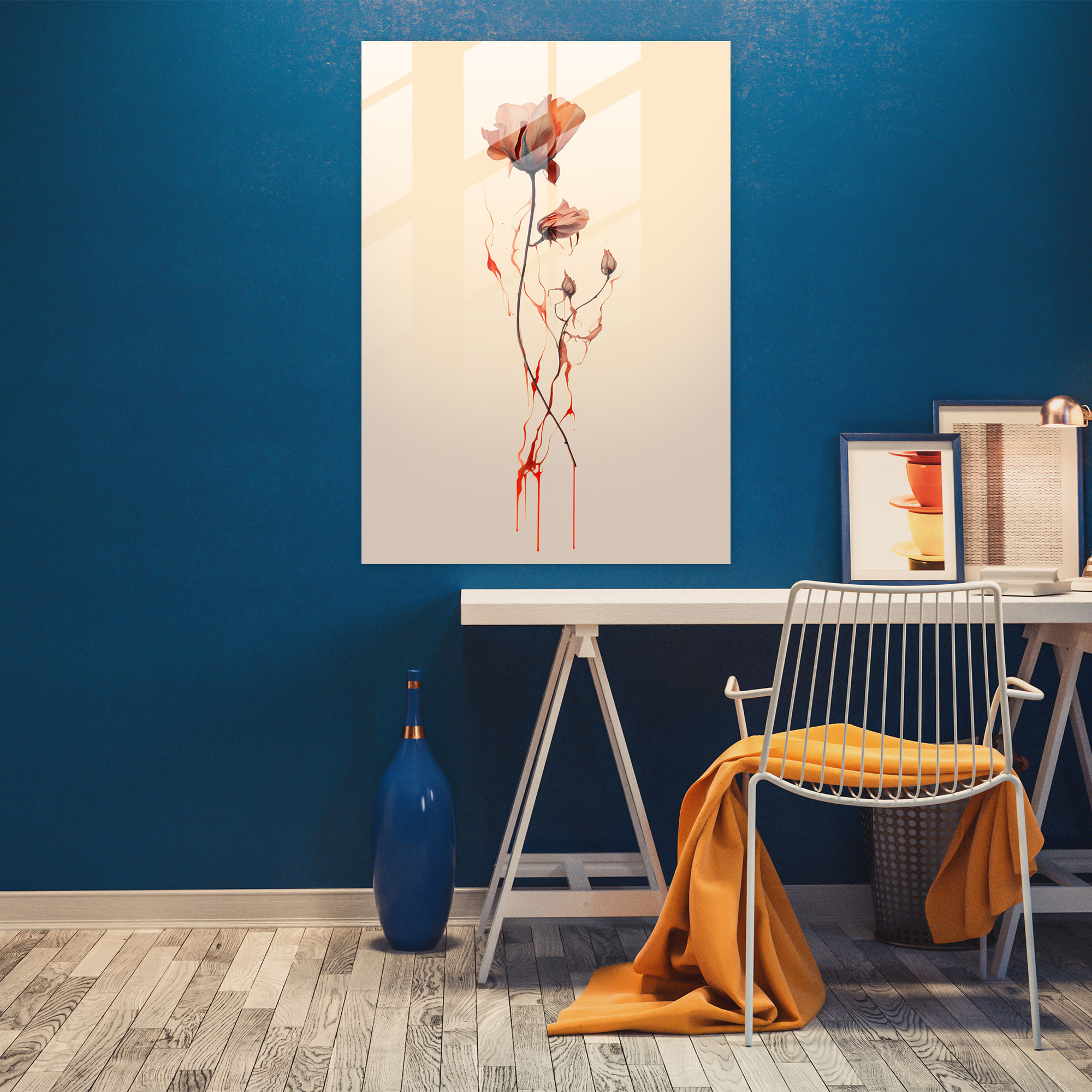 Bleeding Flowers Wall Decoration - Bleeding Flowers, Glass Wall Art, Serene Ambiance, Bleeding Flowers
