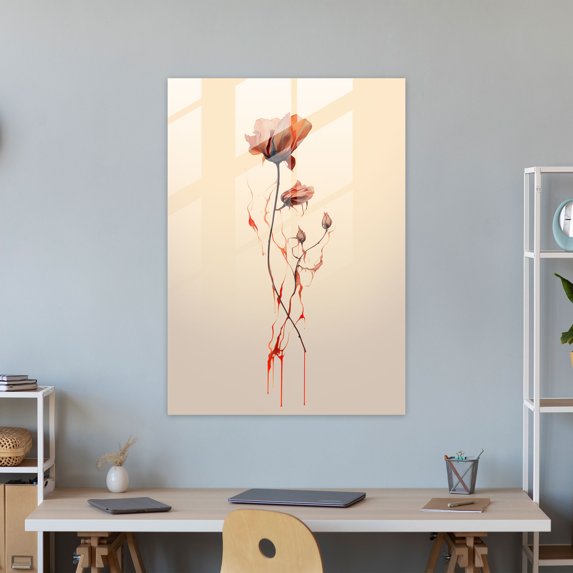 Bleeding Flowers Wall Decoration - Bleeding Flowers, Glass Wall Art, Serene Ambiance, Bleeding Flowers