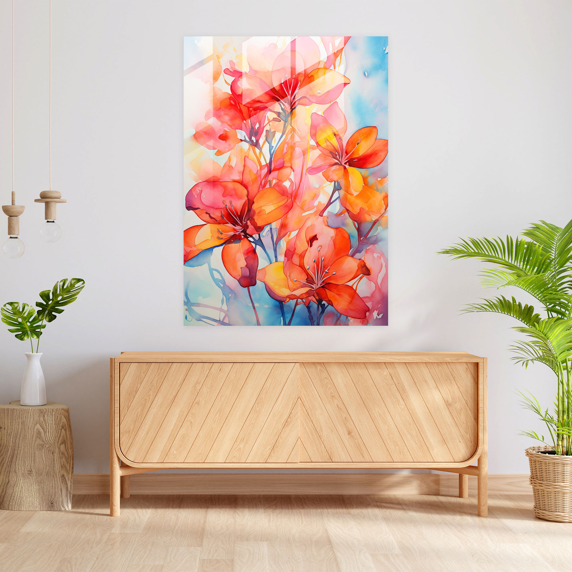 Bleeding Flowers Glass Print - Bleeding Flowers, Modern Art, Bleeding Flowers, Glass Art