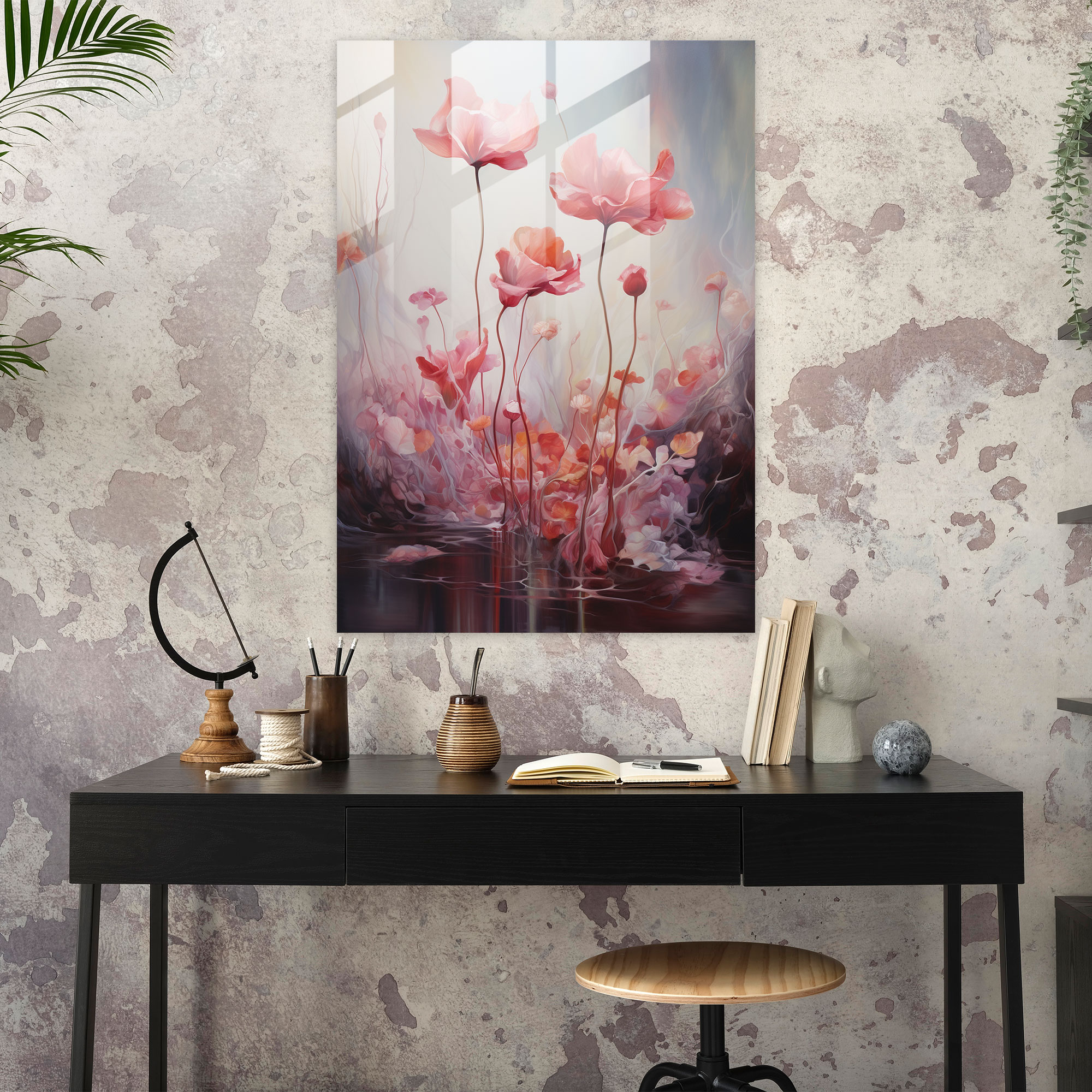 Dreamscape Glass Print - Bleeding Flowers, Modern Art, Fantasy, Glass Art