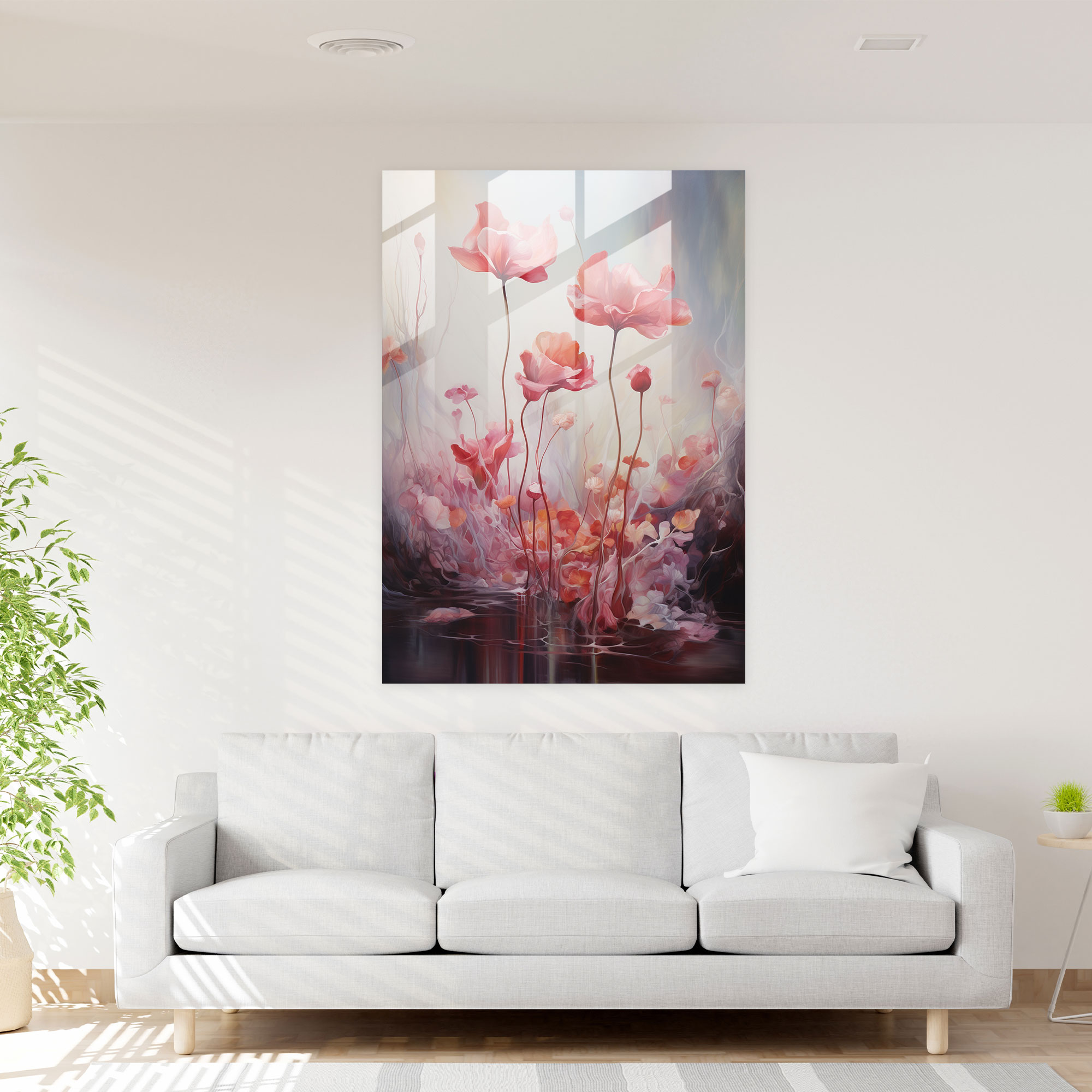 Dreamscape Glass Print - Bleeding Flowers, Modern Art, Fantasy, Glass Art