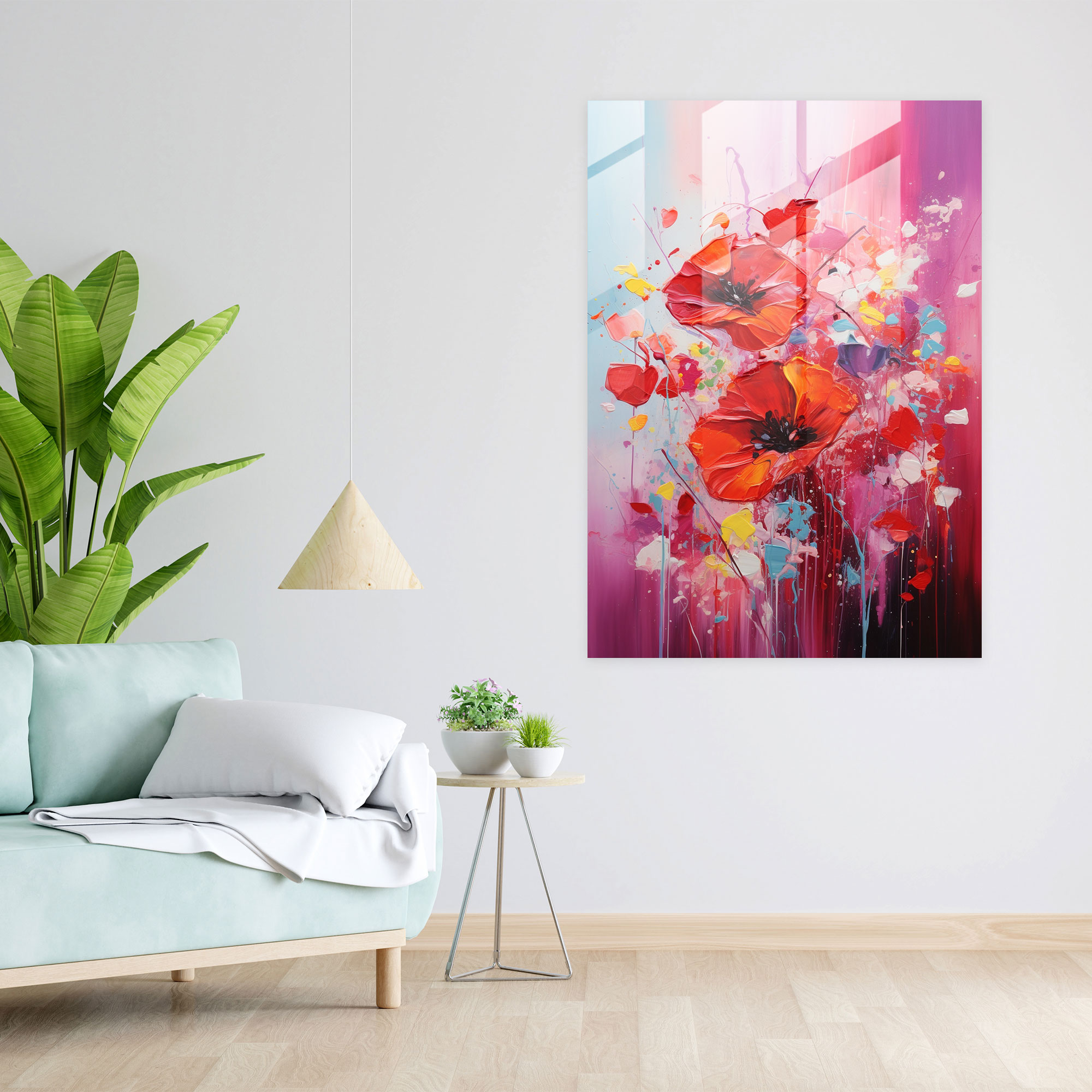 Passionate Blooms Glass Print - Bleeding Flowers, Glass Art, Bleeding Flowers, Home Decoration
