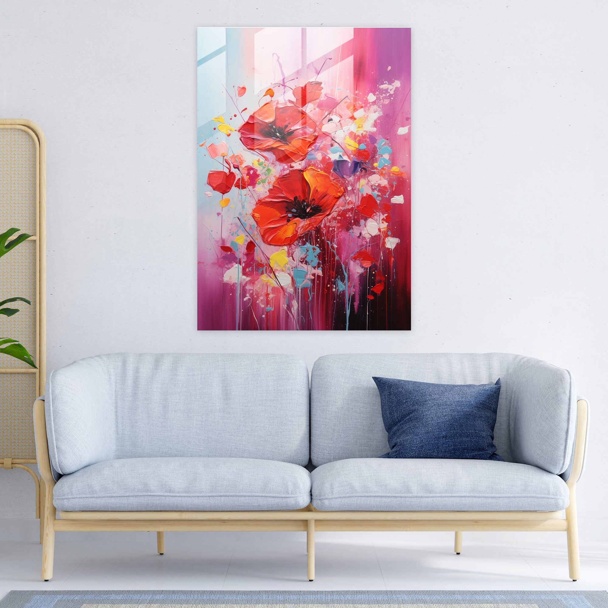 Passionate Blooms Glass Print - Bleeding Flowers, Glass Art, Bleeding Flowers, Home Decoration