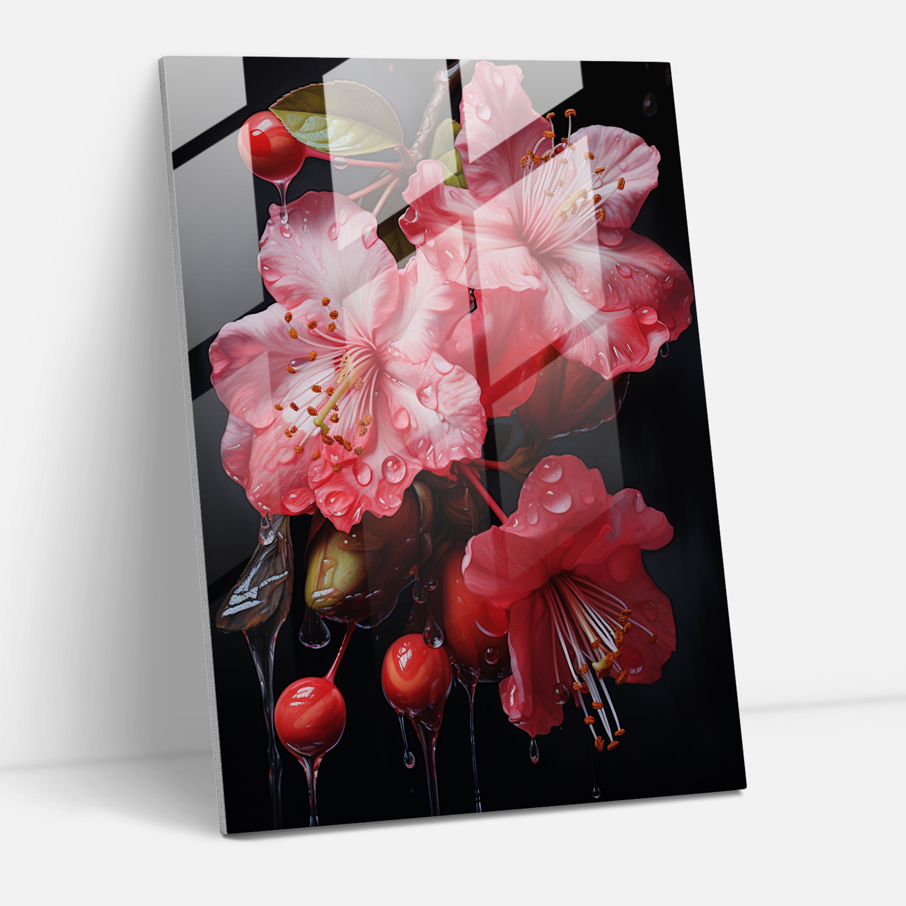 Intricate Blossoms Glass Print - Bleeding Flowers, Modern Art, Home Decoration, Wall Decoration