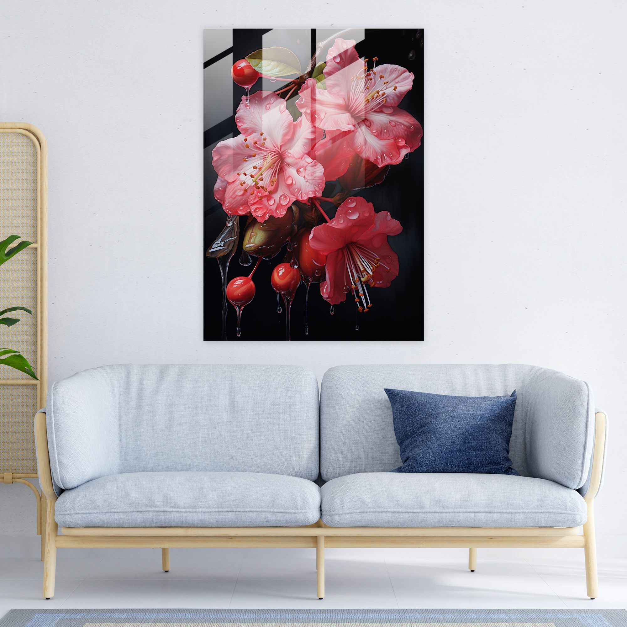 Intricate Blossoms Glass Print - Bleeding Flowers, Modern Art, Home Decoration, Wall Decoration