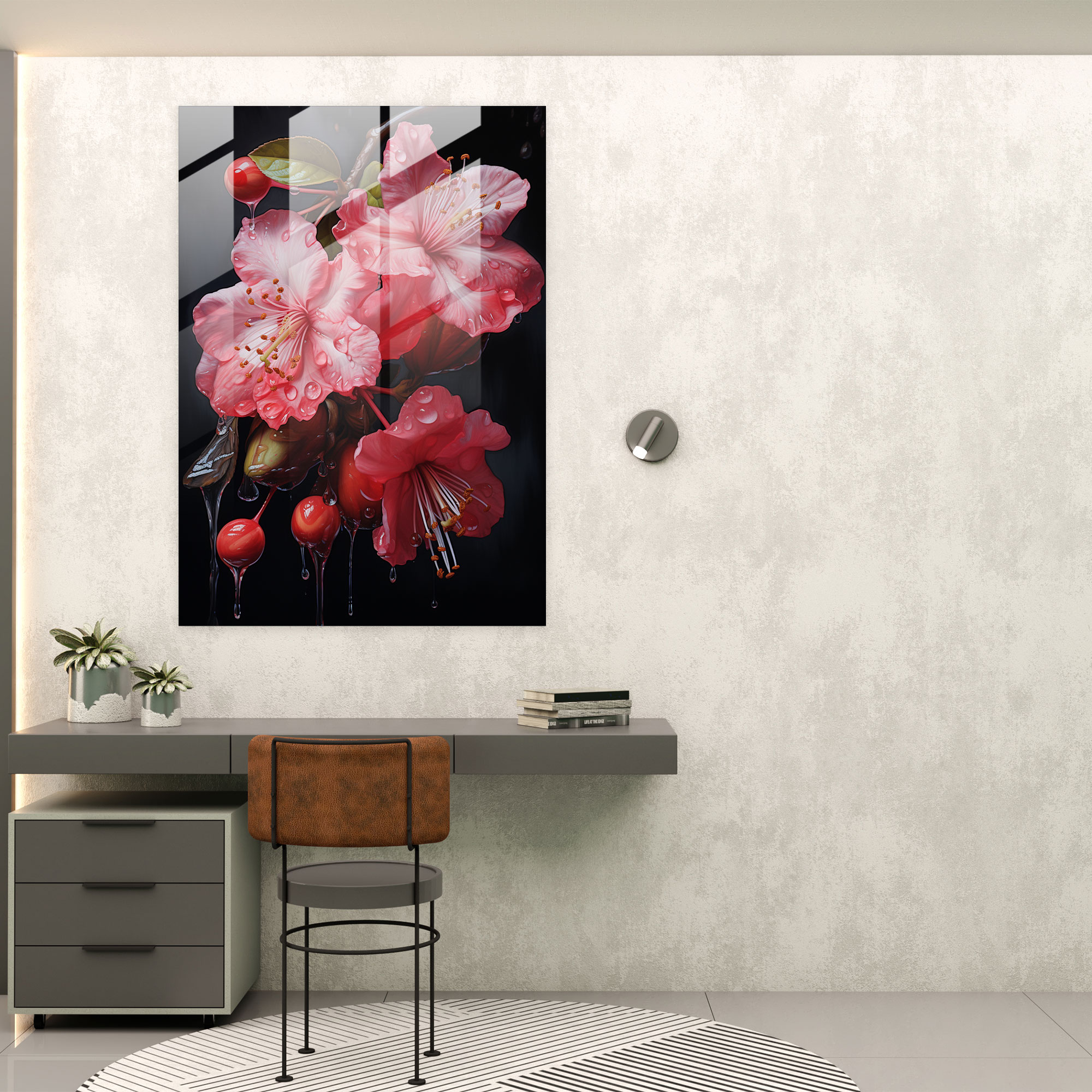 Intricate Blossoms Glass Print - Bleeding Flowers, Modern Art, Home Decoration, Wall Decoration