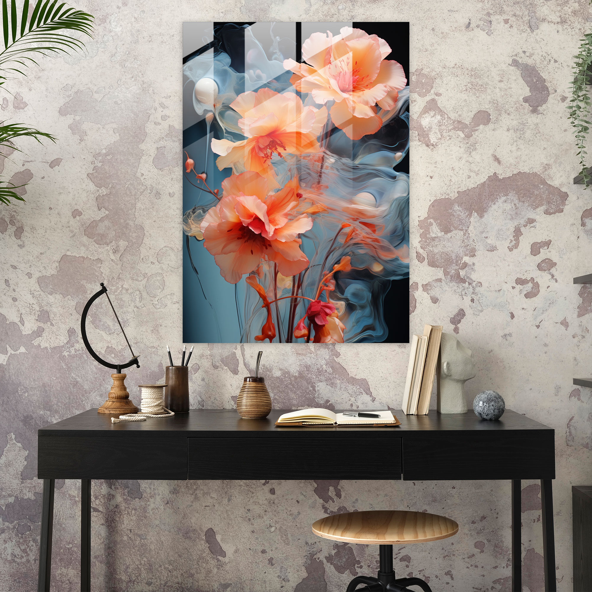 Bleeding Flowers Glass Print - Bleeding Flowers, Glass Print, Glass Art, Bleeding Flowers