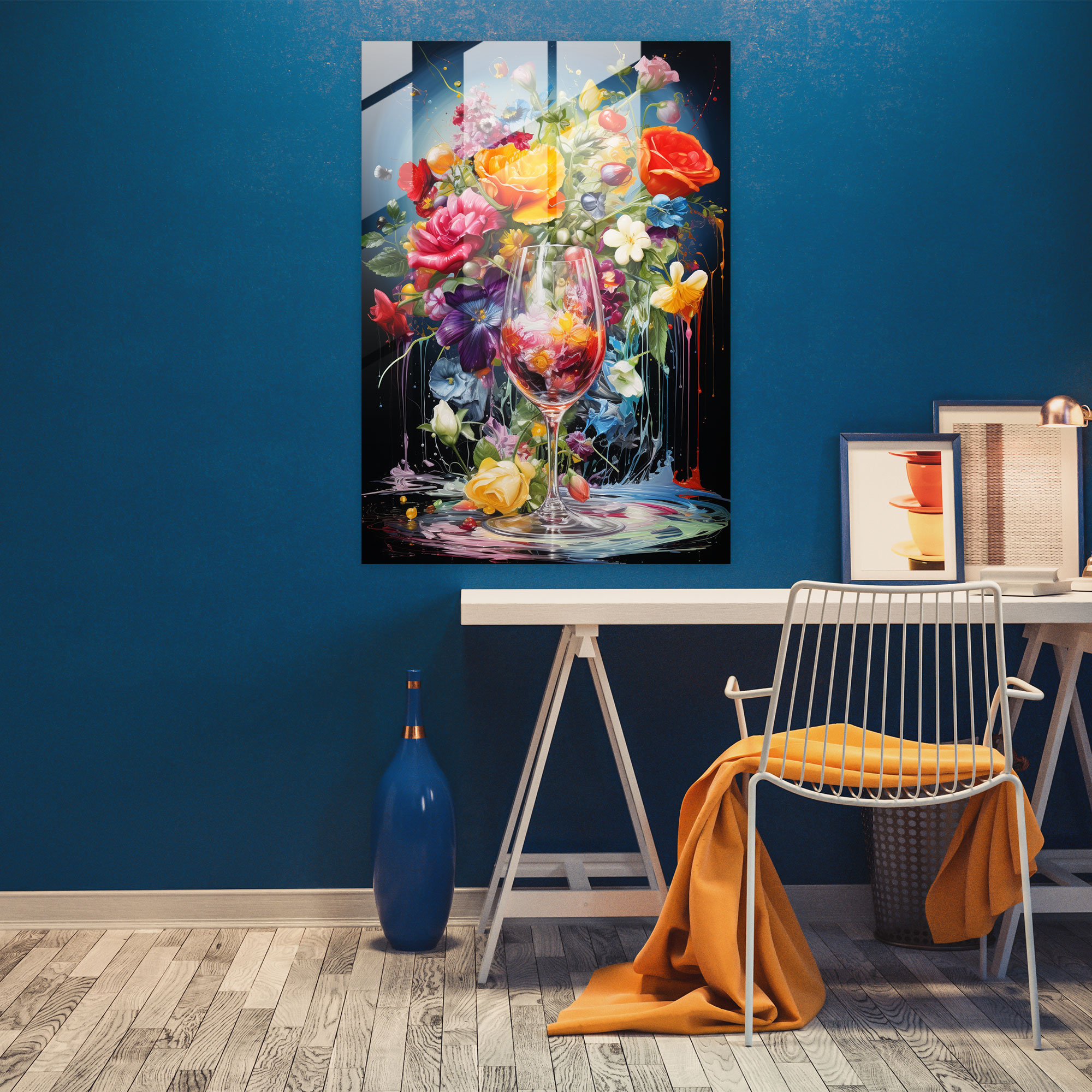 Bleeding Flowers Glass Print - Bleeding Flowers, Glass Print, Wall Decoration, Modern Art