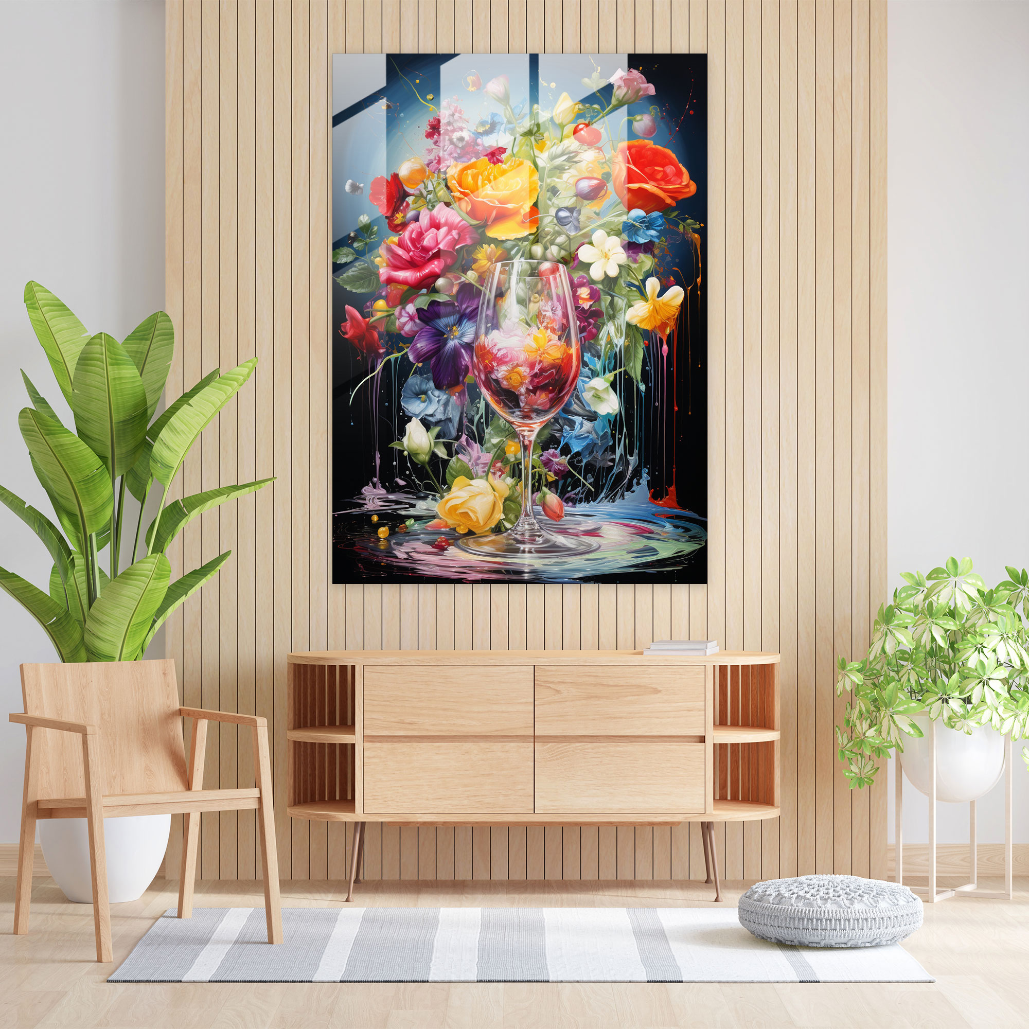 Bleeding Flowers Glass Print - Bleeding Flowers, Glass Print, Wall Decoration, Modern Art