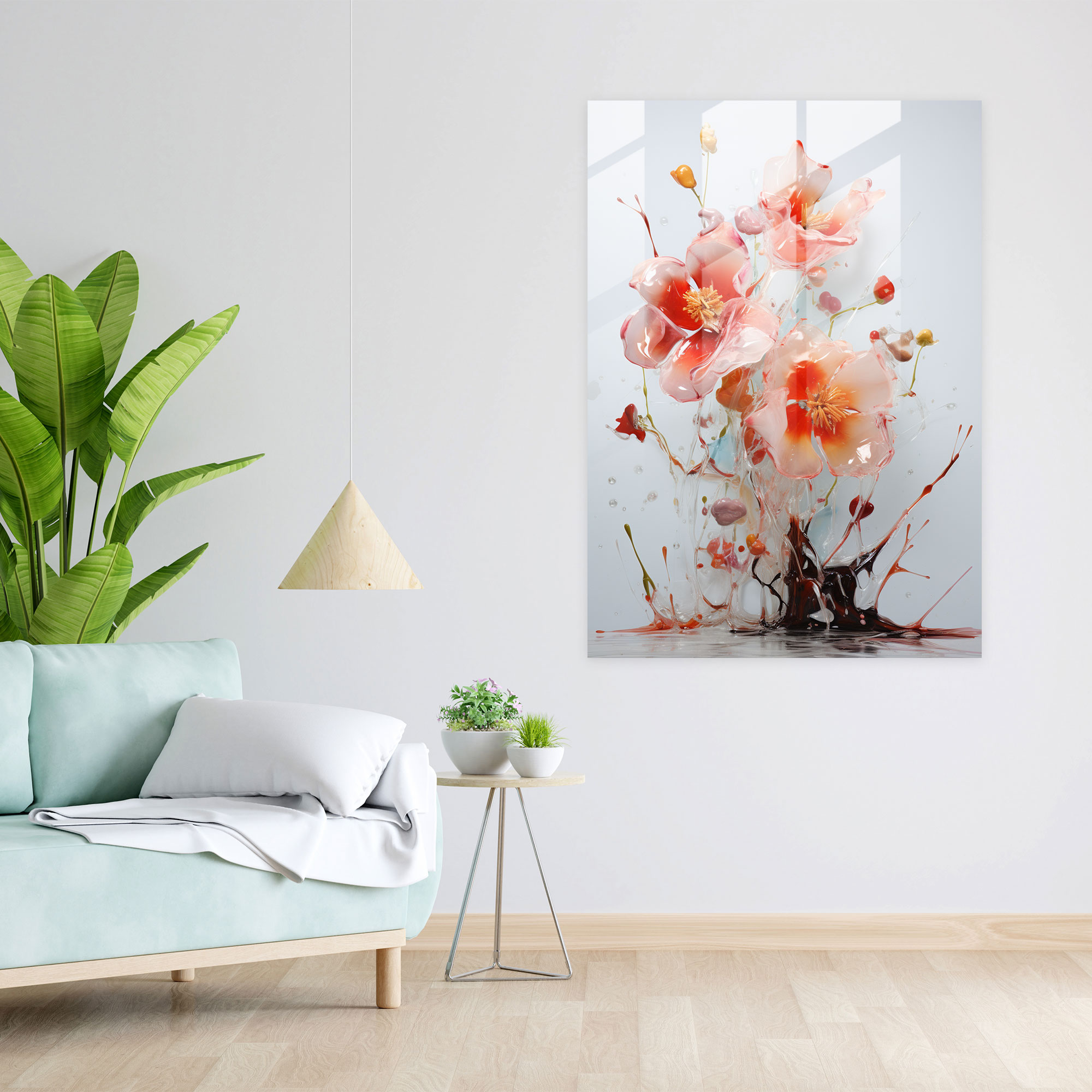 Bleeding Flowers Glass Wall Art - Bleeding Flowers, Wall Decoration, Bleeding Flowers, Expressive Depiction